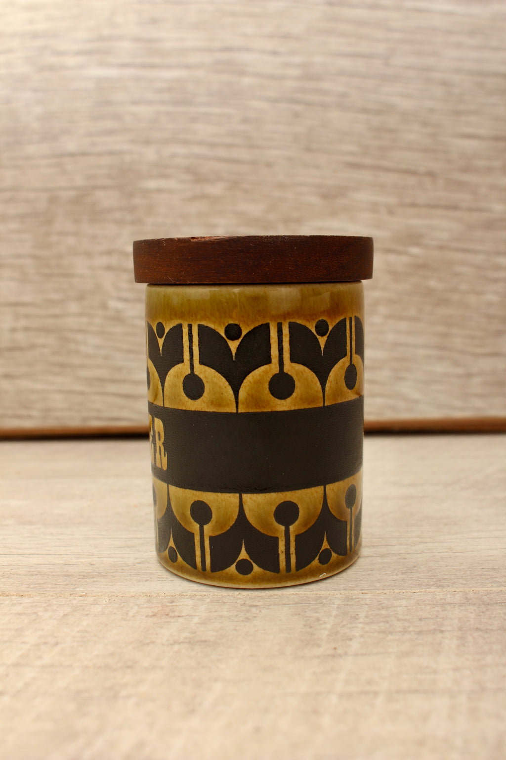 Vintage Hornsea Green Heirloom Spice Jar Ginger Replacement Pot 1970s
