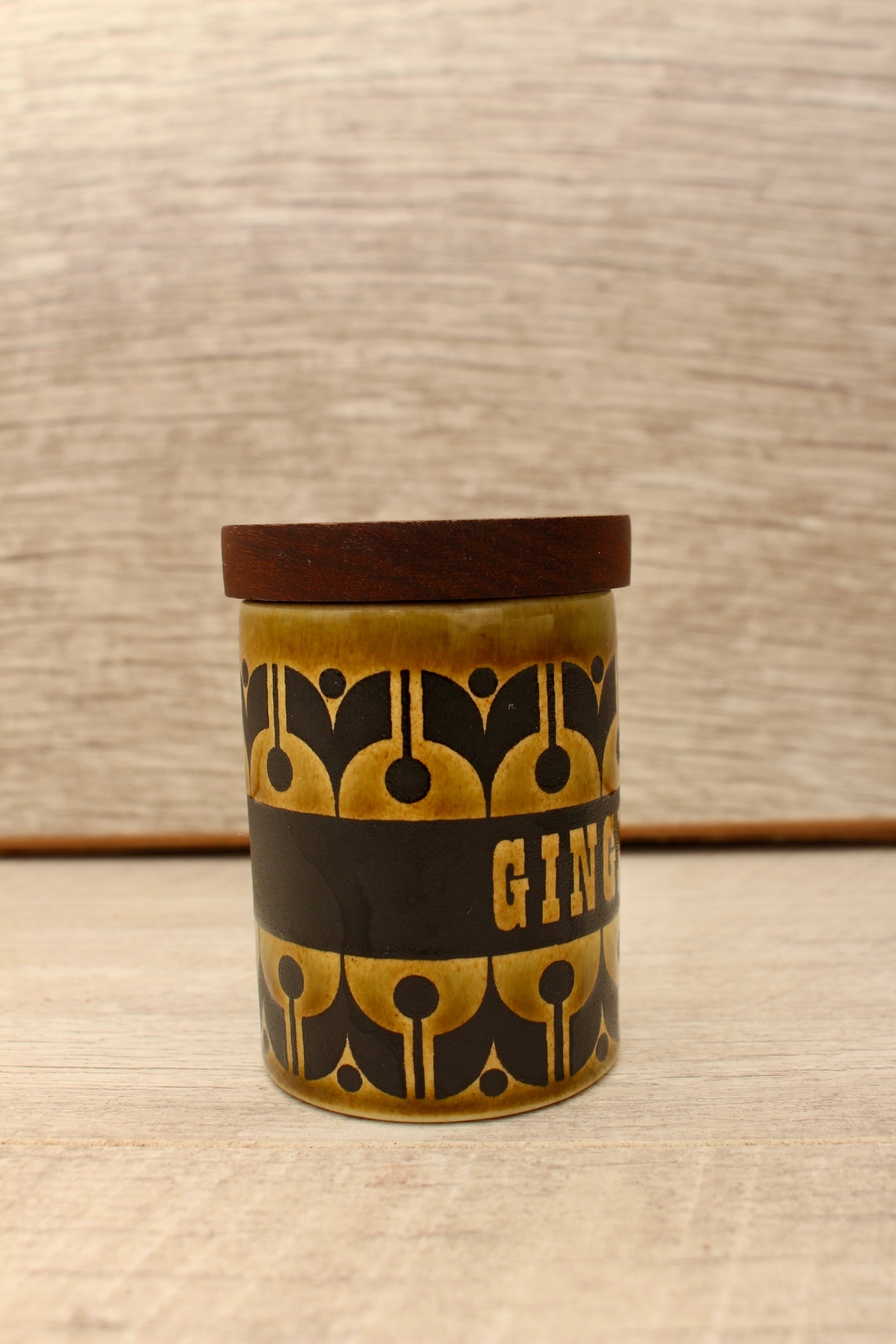 Vintage Hornsea Green Heirloom Spice Jar Ginger Replacement Pot 1970s