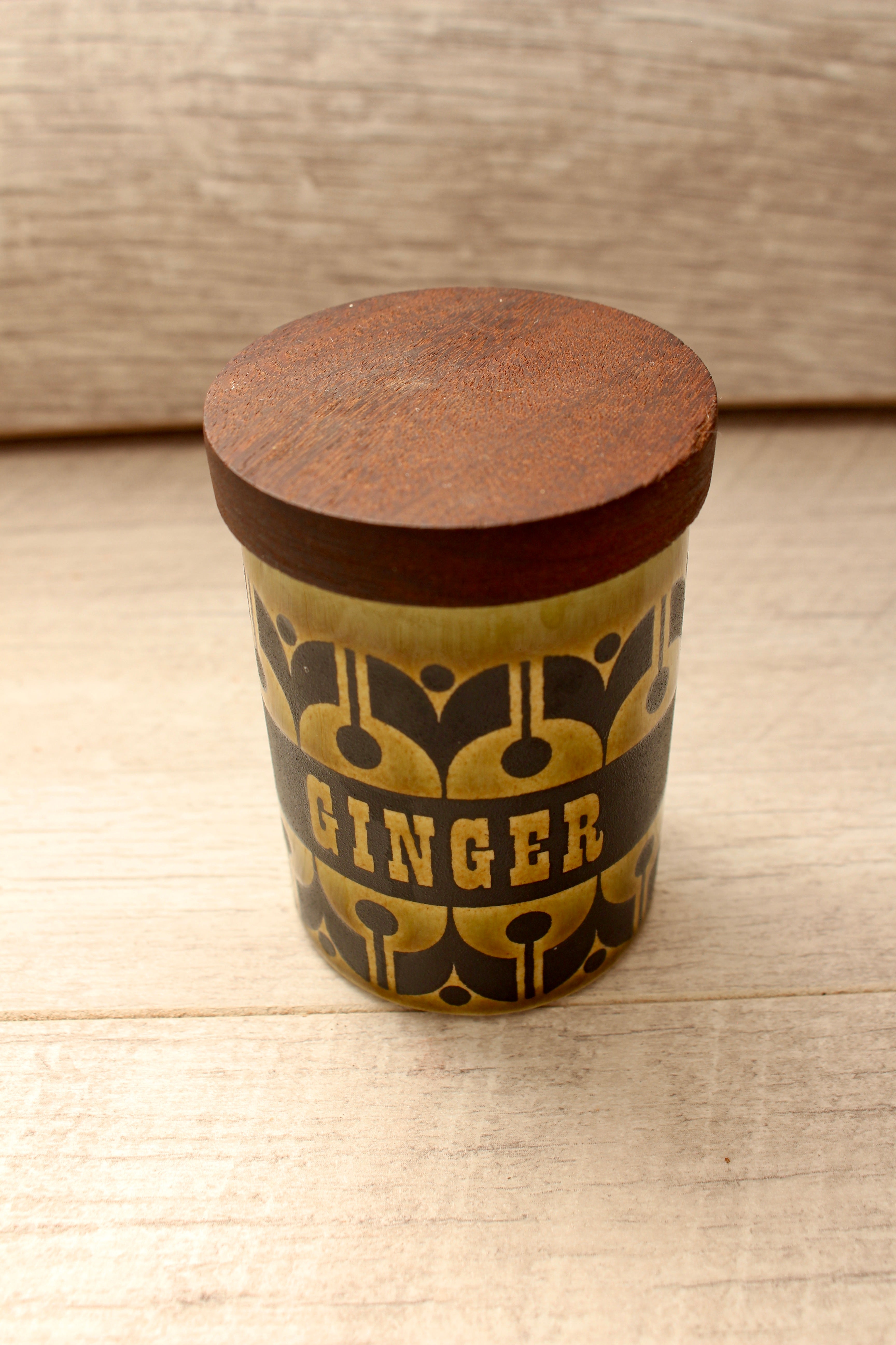 Vintage Hornsea Green Heirloom Spice Jar Ginger Replacement Pot 1970s