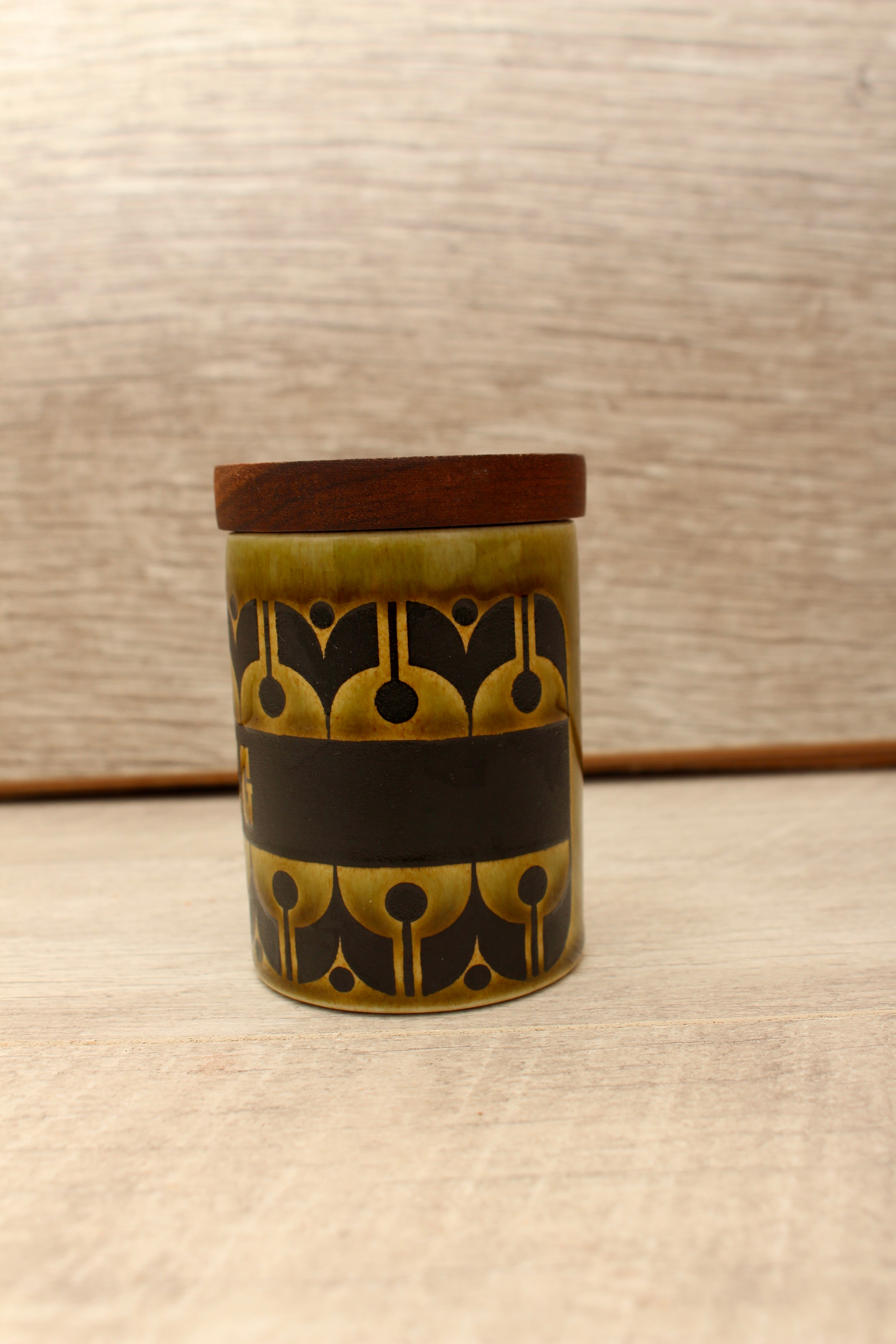 Vintage Hornsea Green Heirloom Spice Jar Nutmeg Replacement Pot 1970s