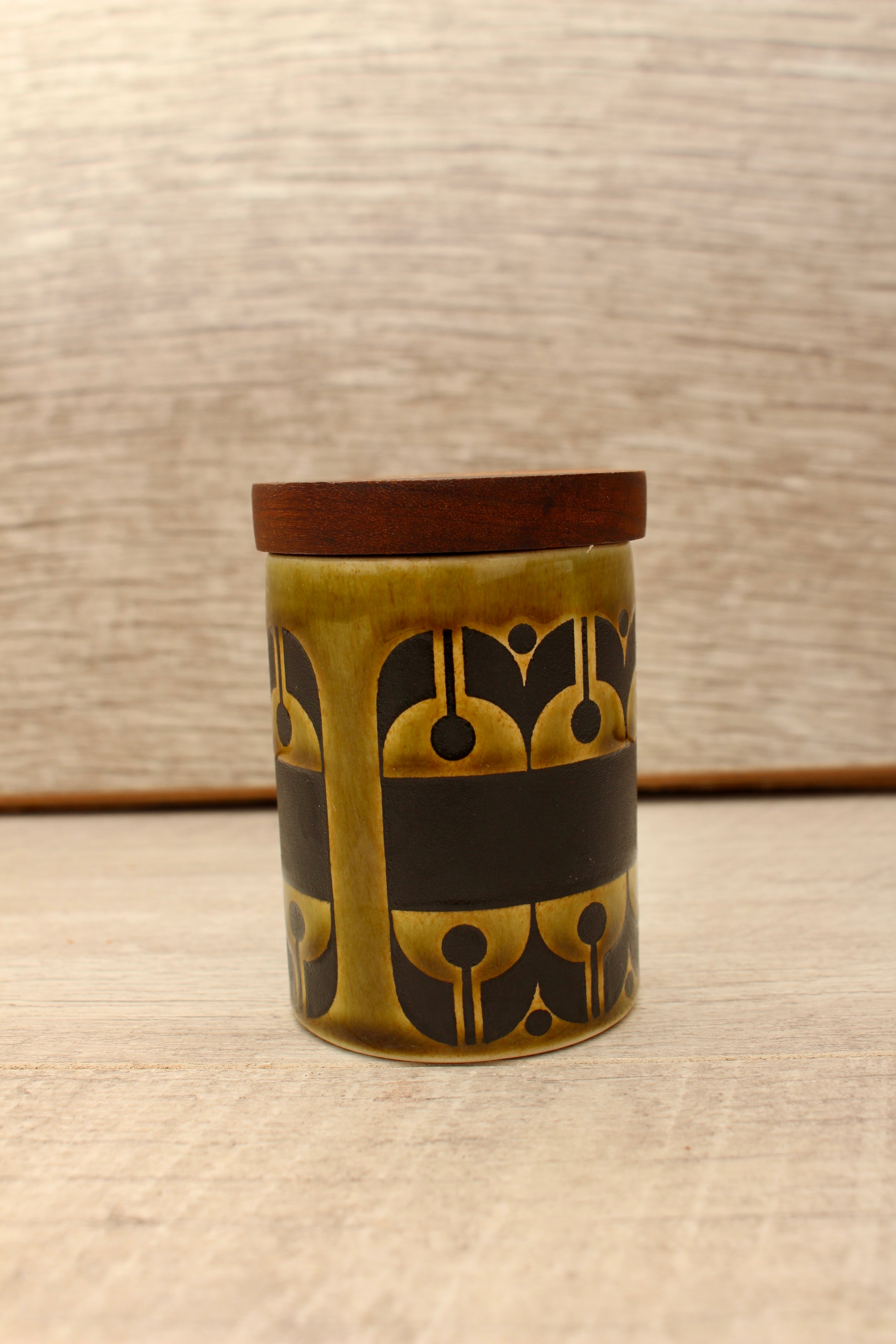 Vintage Hornsea Green Heirloom Spice Jar Nutmeg Replacement Pot 1970s