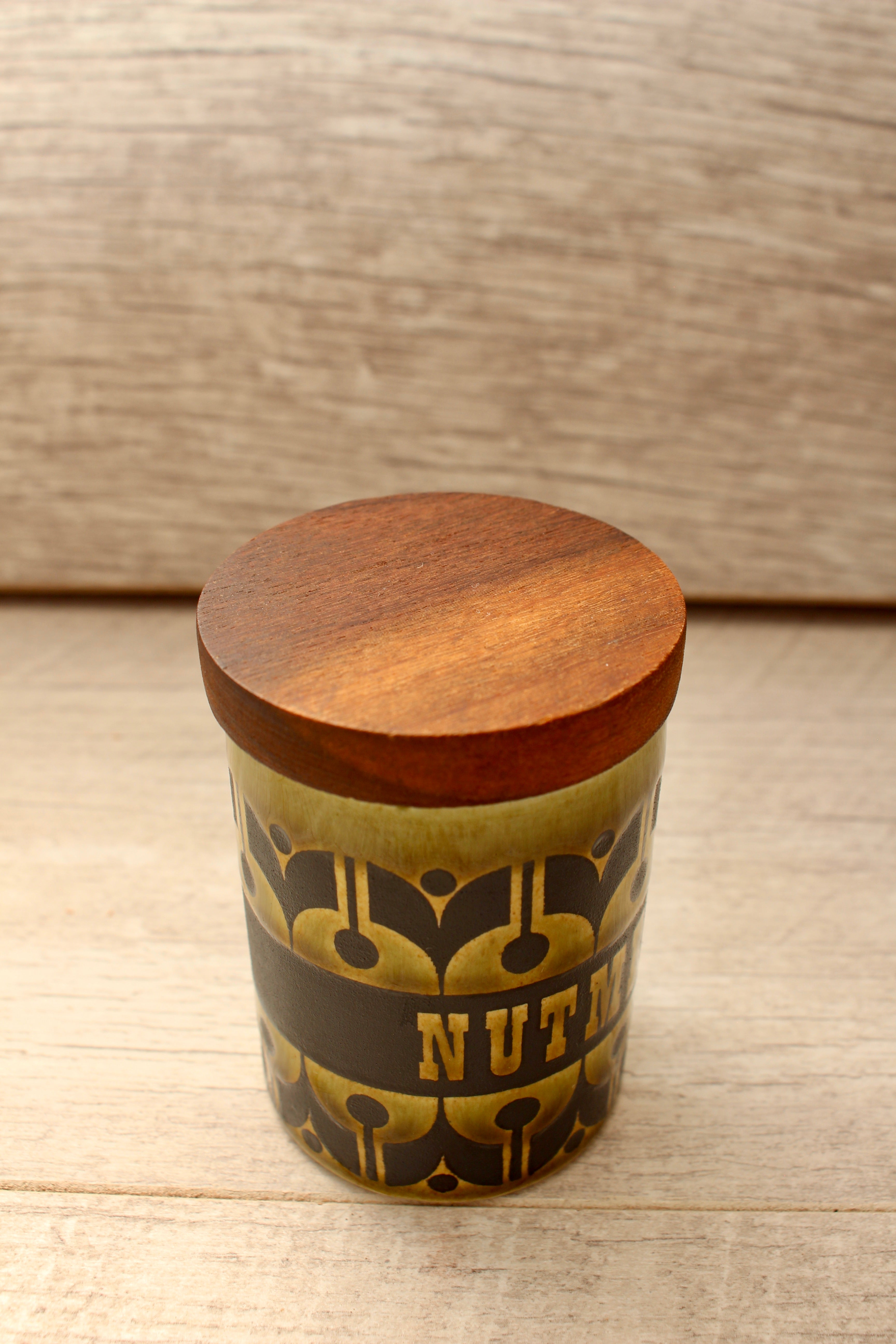 Vintage Hornsea Green Heirloom Spice Jar Nutmeg Replacement Pot 1970s