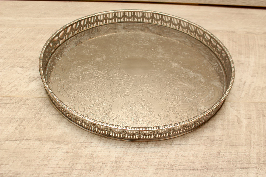 Vintage Haseler Restall Silver Plated on Copper Gallery Tray 12" Sheffield MCM