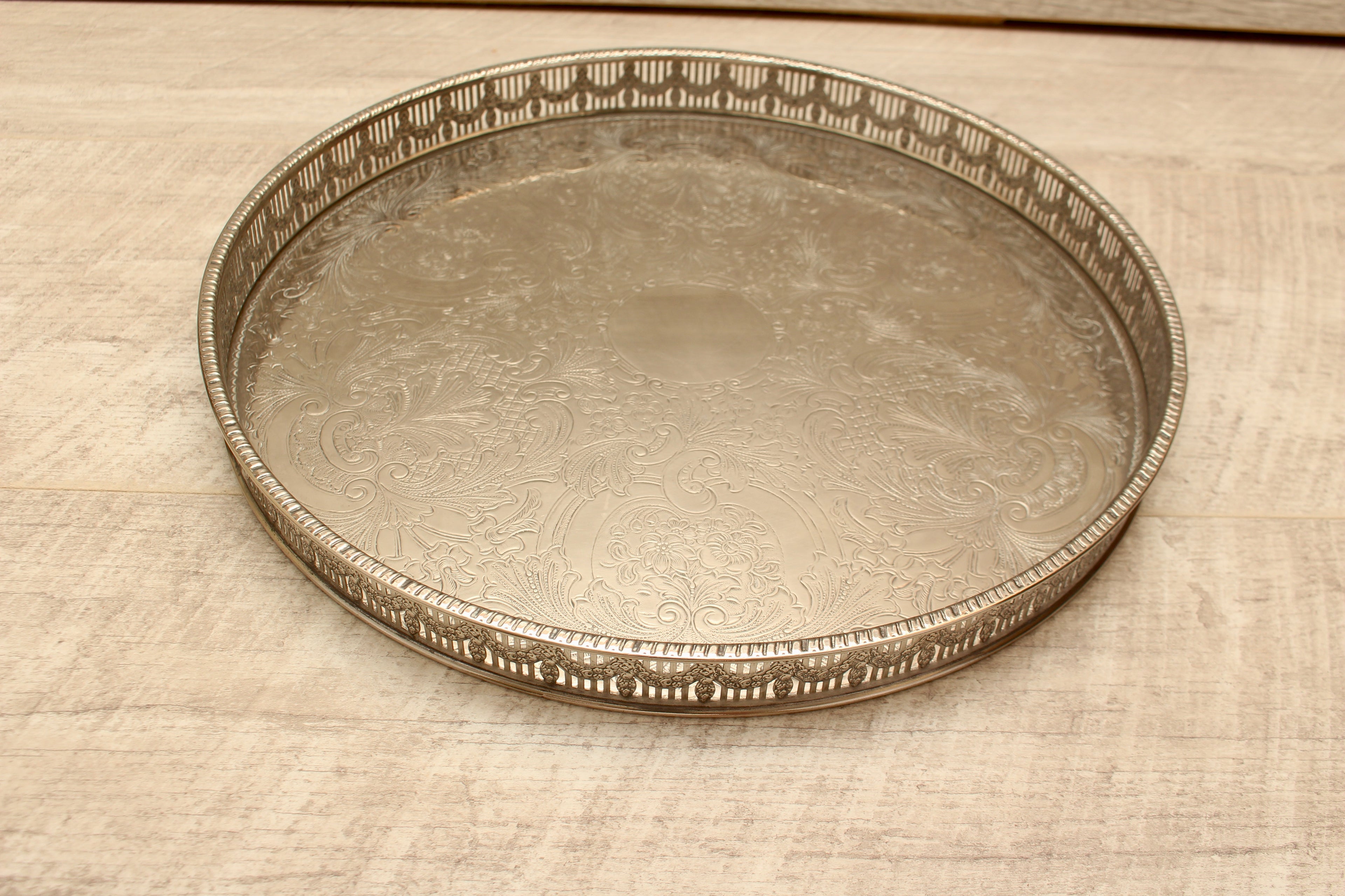 Vintage Haseler Restall Silver Plated on Copper Gallery Tray 12" Sheffield MCM