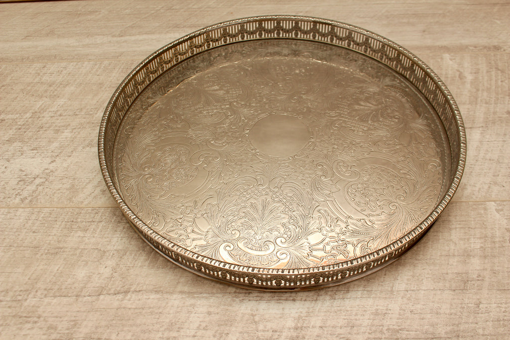 Vintage Haseler Restall Silver Plated on Copper Gallery Tray 12" Sheffield MCM