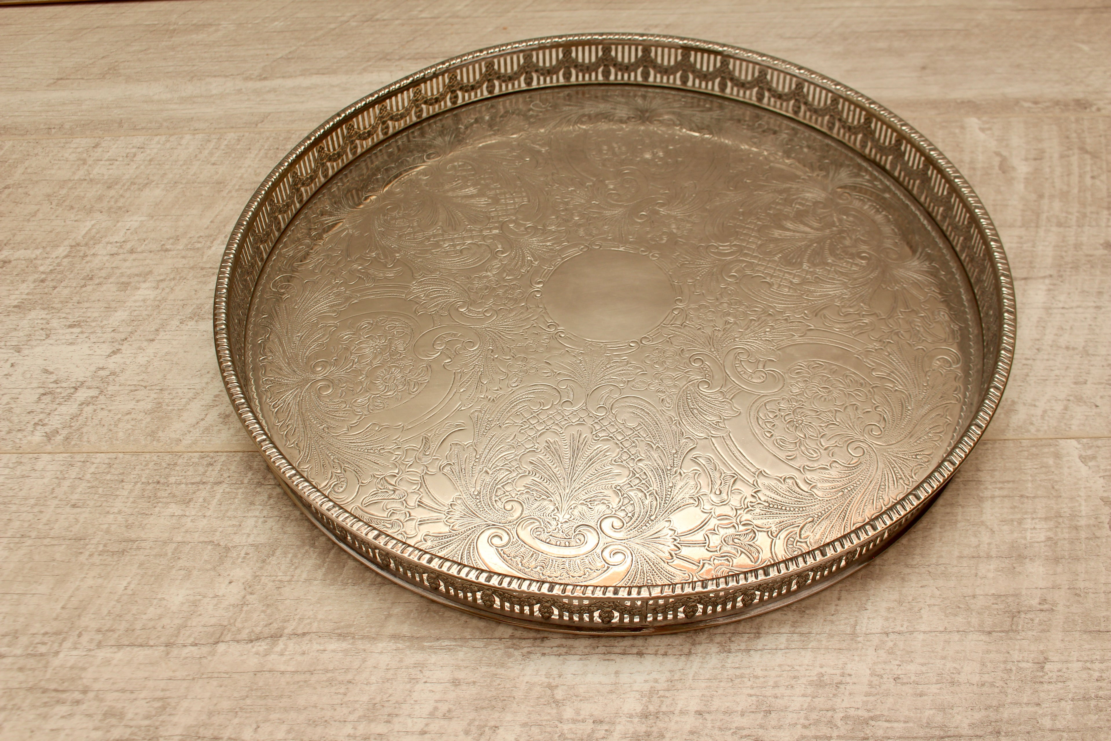 Vintage Haseler Restall Silver Plated on Copper Gallery Tray 12" Sheffield MCM