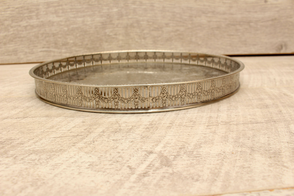 Vintage Haseler Restall Silver Plated on Copper Gallery Tray 12" Sheffield MCM