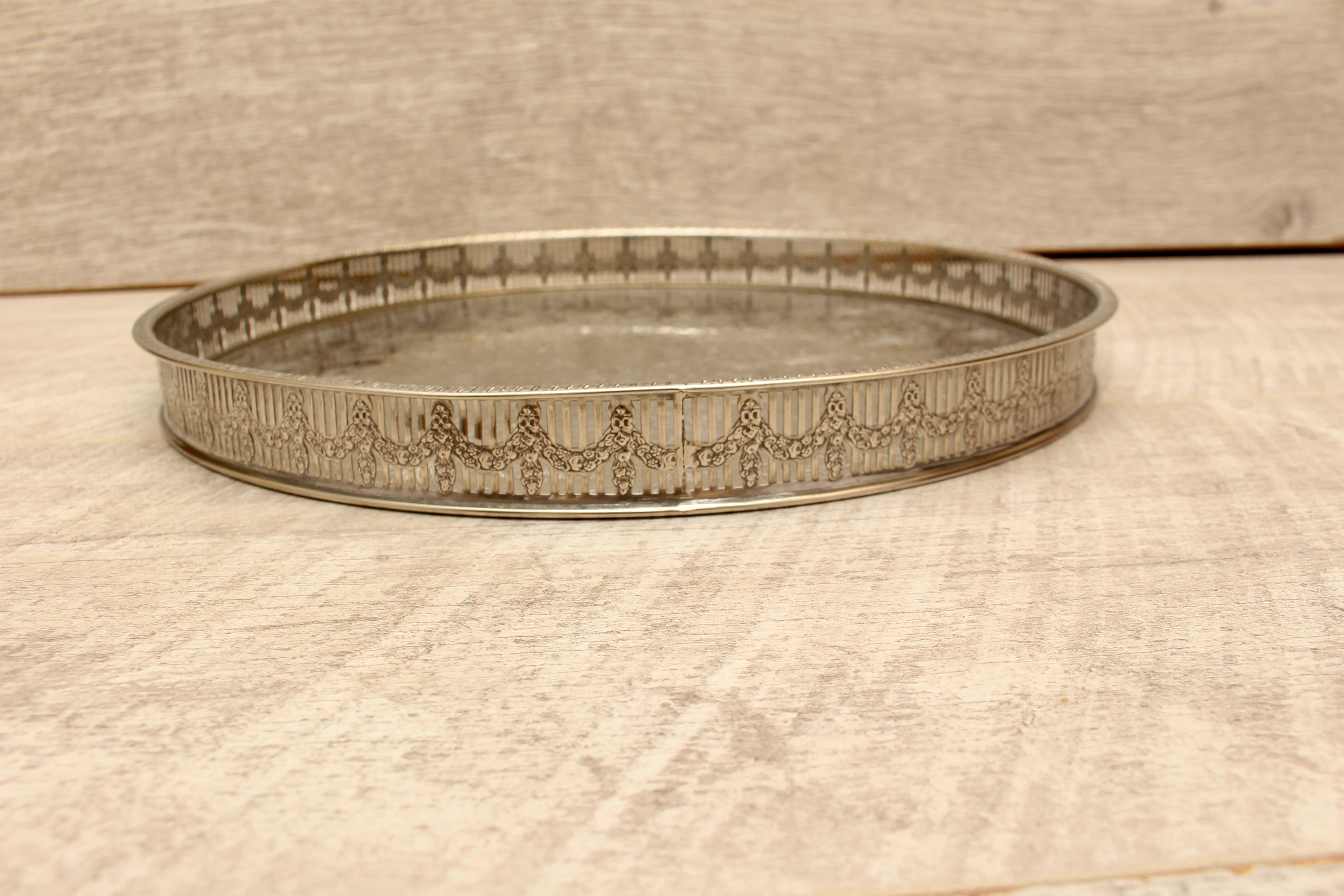 Vintage Haseler Restall Silver Plated on Copper Gallery Tray 12" Sheffield MCM