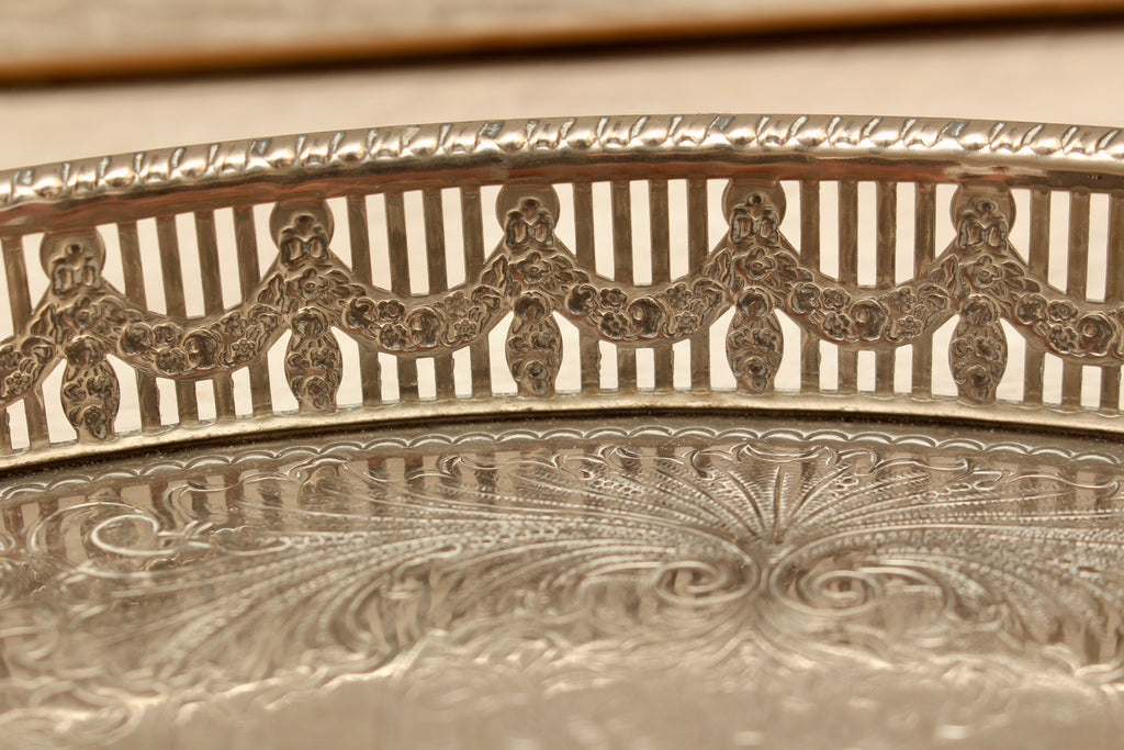 Vintage Haseler Restall Silver Plated on Copper Gallery Tray 12" Sheffield MCM