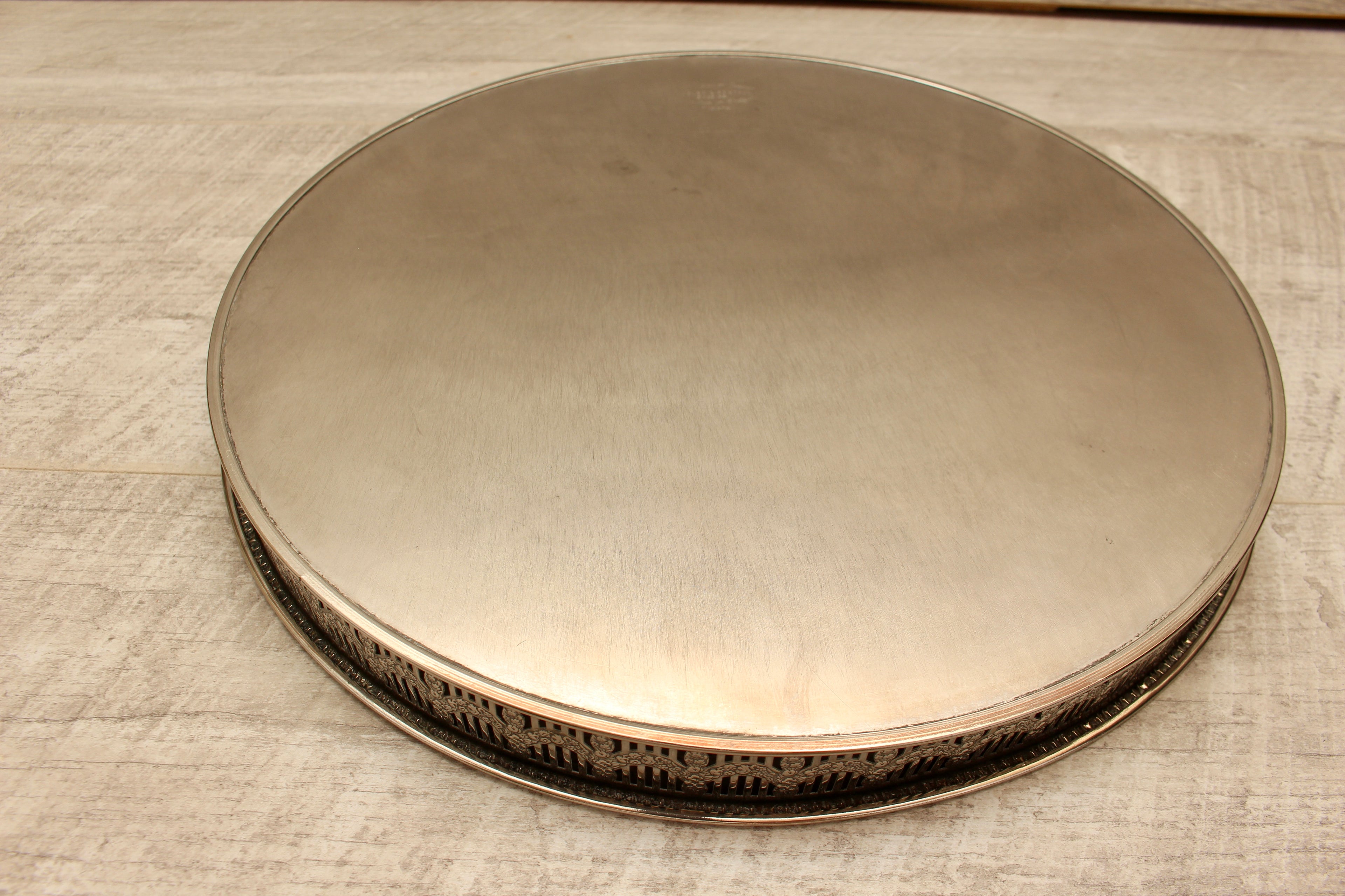 Vintage Haseler Restall Silver Plated on Copper Gallery Tray 12" Sheffield MCM
