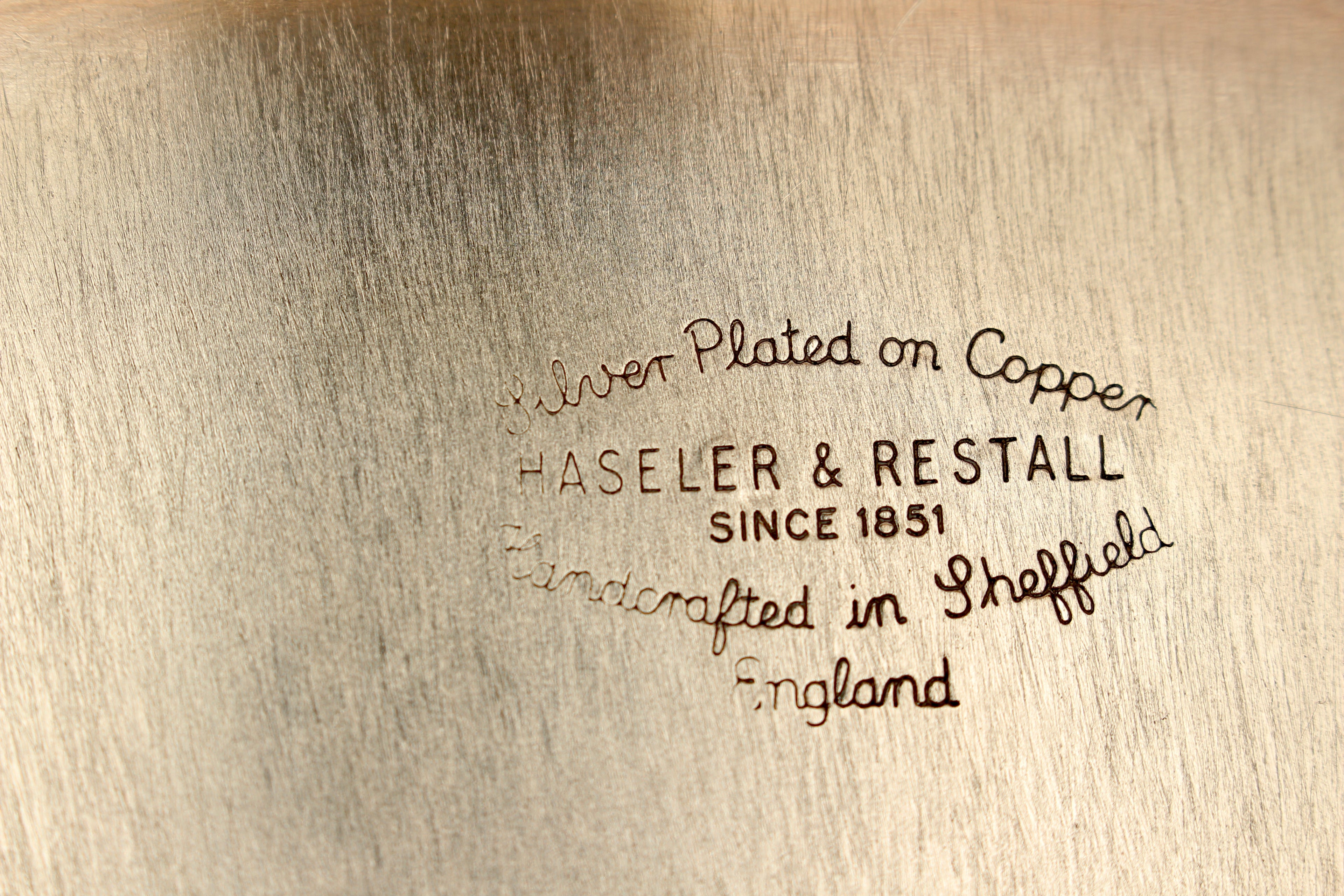 Vintage Haseler Restall Silver Plated on Copper Gallery Tray 12" Sheffield MCM