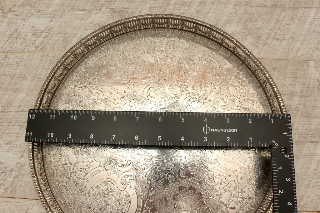 Vintage Haseler Restall Silver Plated on Copper Gallery Tray 12" Sheffield MCM