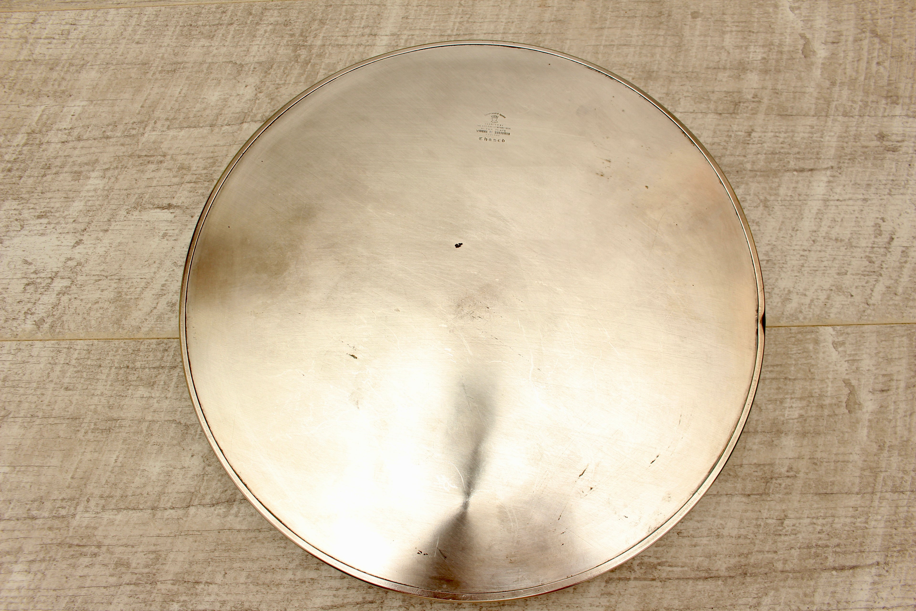 Vintage Viners of Sheffield Alpha Plate Gallery Tray Floral Chased Drinks Salver