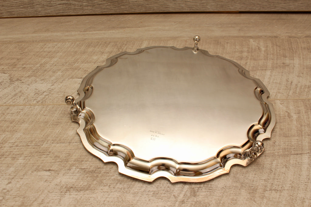 Vintage Chippendale Style Scalloped Silver Plated EPNS Salver Tray 12" Made in England