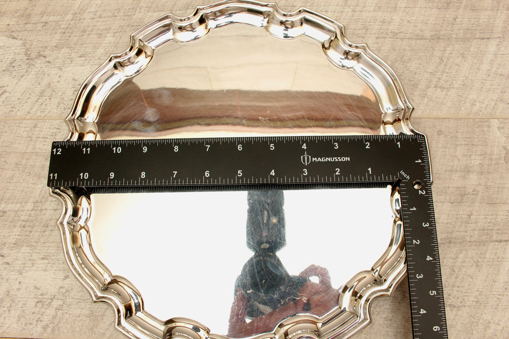 Vintage Chippendale Style Scalloped Silver Plated EPNS Salver Tray 12" Made in England