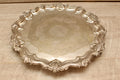 Vintage Walker & Hall Sheffield Silver Plated Footed Salver Tray Ornate 12" W&H