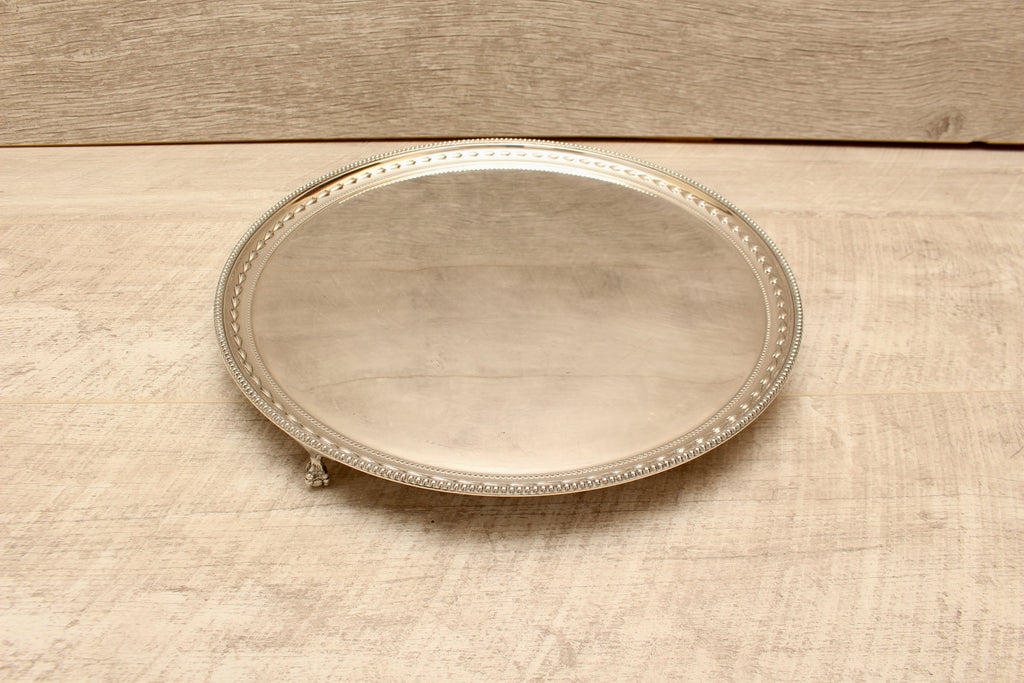 Large Antique James Dixon Sons Silver Plated Footed Salver Tray 14" Sheffield