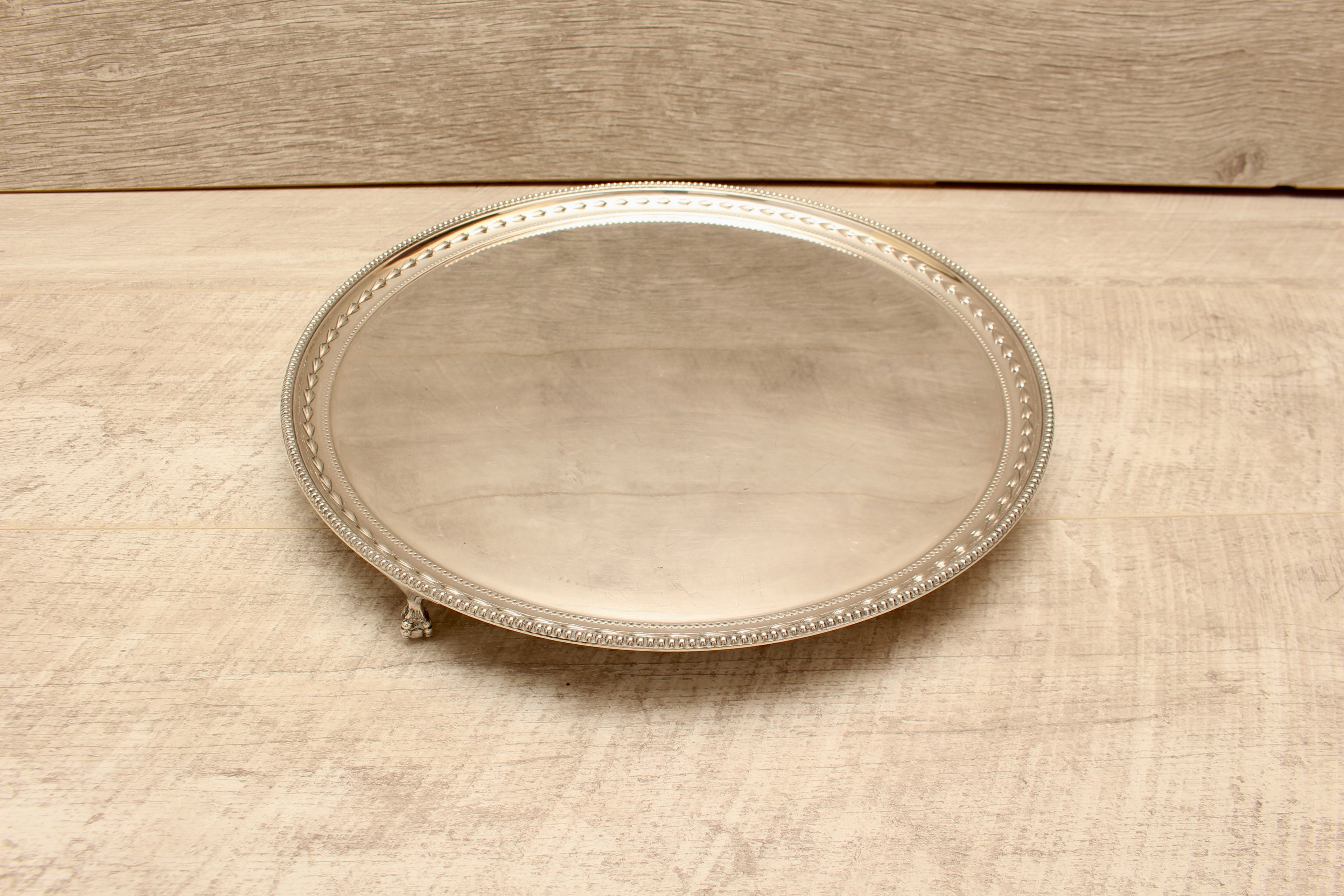 Large Antique James Dixon Sons Silver Plated Footed Salver Tray 14" Sheffield