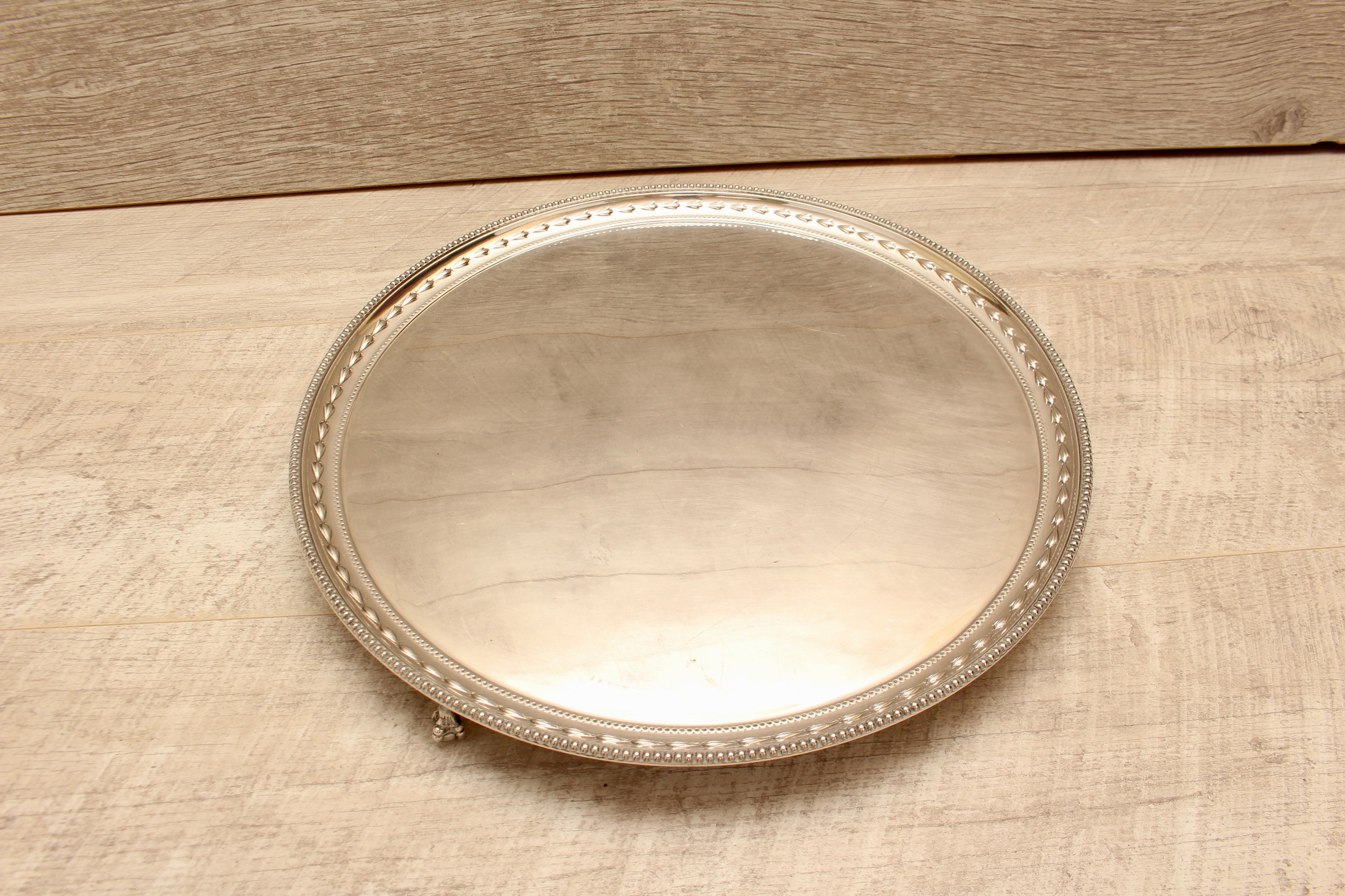 Large Antique James Dixon Sons Silver Plated Footed Salver Tray 14" Sheffield