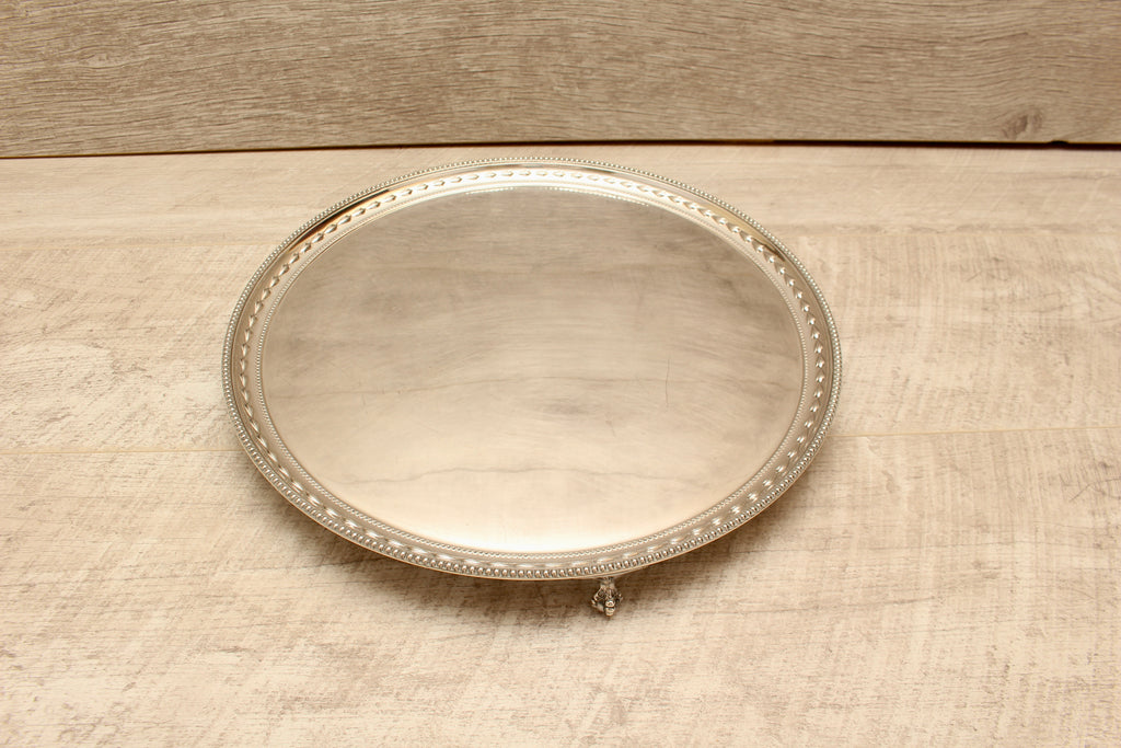 Large Antique James Dixon Sons Silver Plated Footed Salver Tray 14" Sheffield