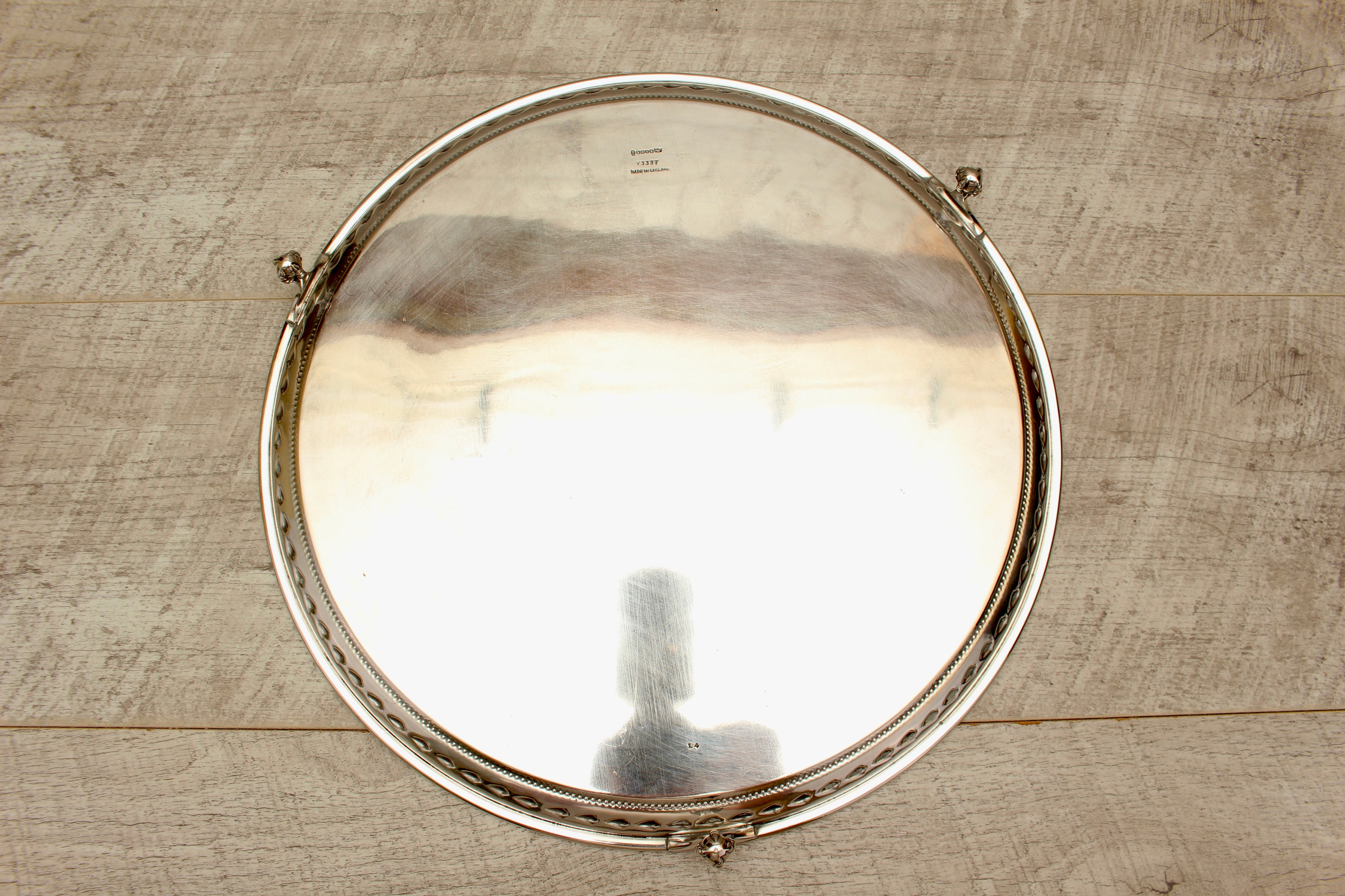 Large Antique James Dixon Sons Silver Plated Footed Salver Tray 14" Sheffield