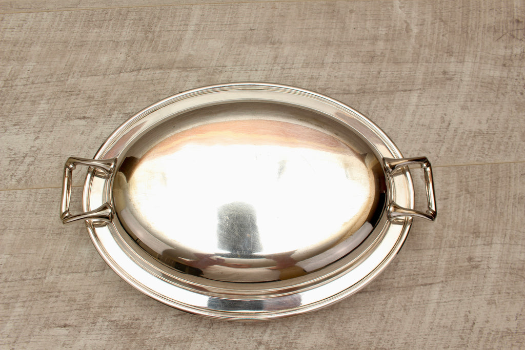 Vintage Charles William Fletcher & Son Sheffield Oval Silver Plate Entree Dish