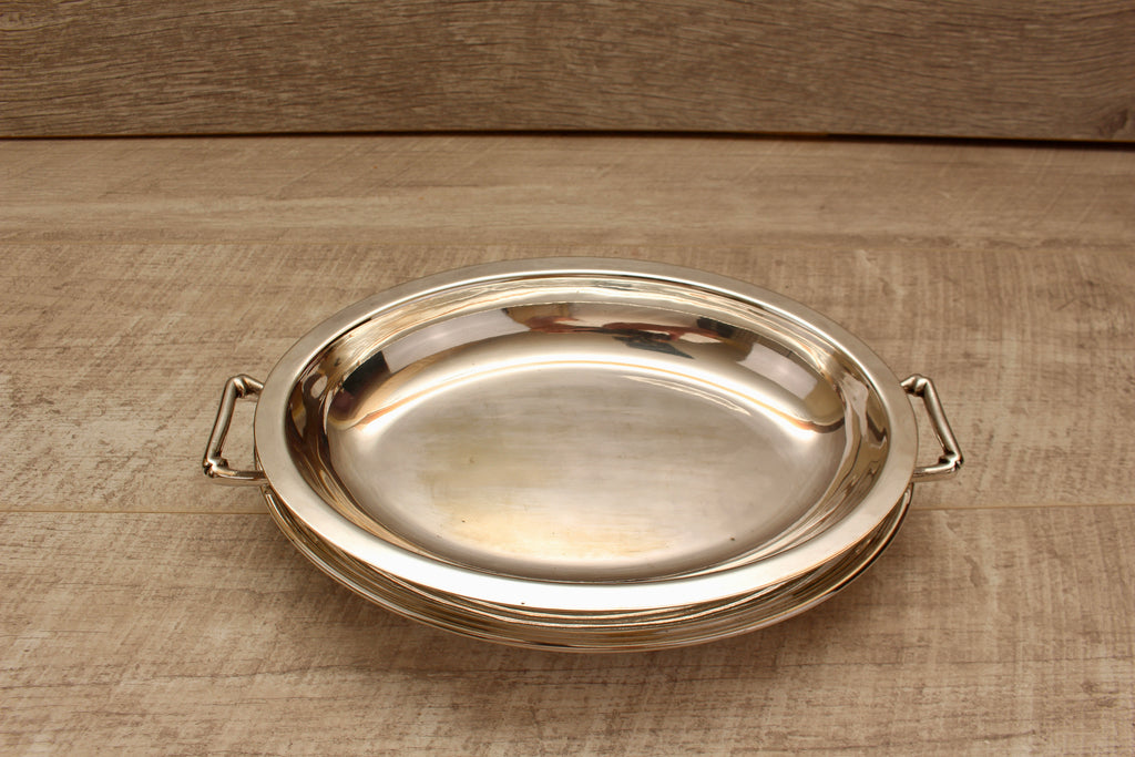 Vintage Charles William Fletcher & Son Sheffield Oval Silver Plate Entree Dish