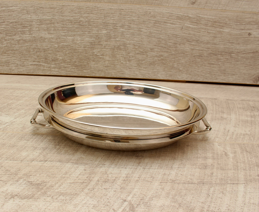 Vintage Charles William Fletcher & Son Sheffield Oval Silver Plate Entree Dish