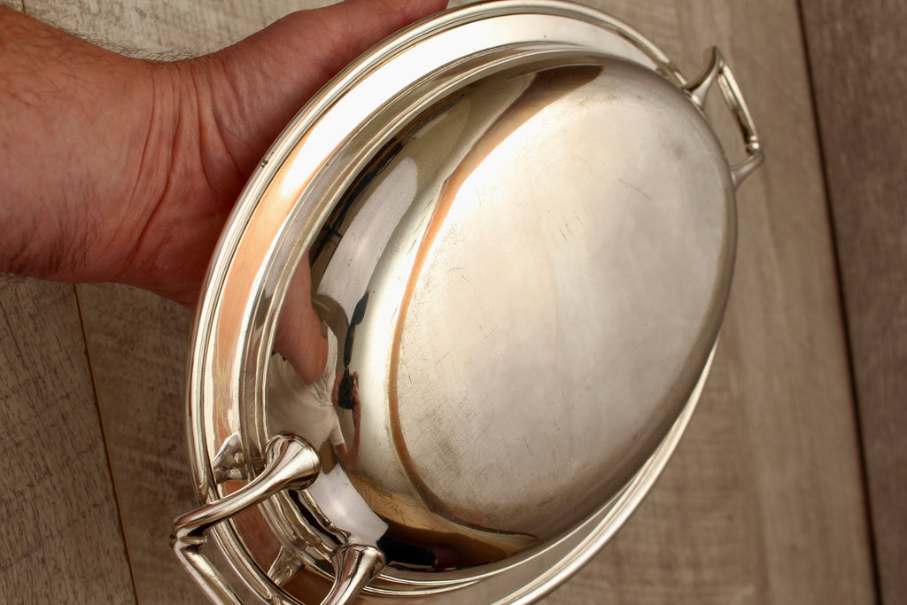 Vintage Charles William Fletcher & Son Sheffield Oval Silver Plate Entree Dish