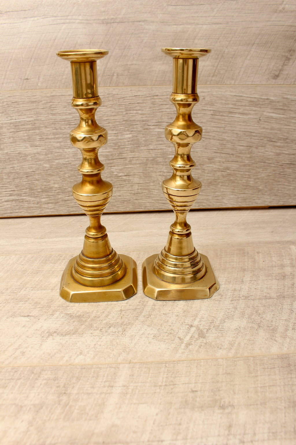 Vintage Brass Beehive and Diamond Candlesticks Boho Farmhouse Style Pair