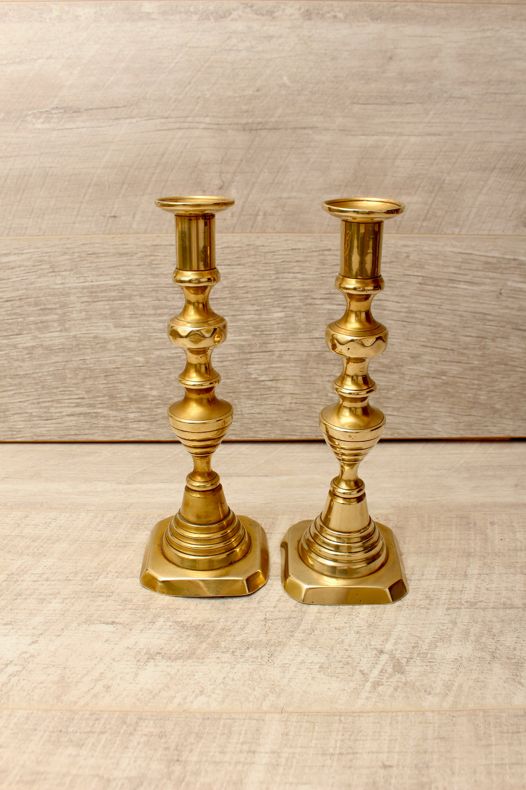 Vintage Brass Beehive and Diamond Candlesticks Boho Farmhouse Style Pair