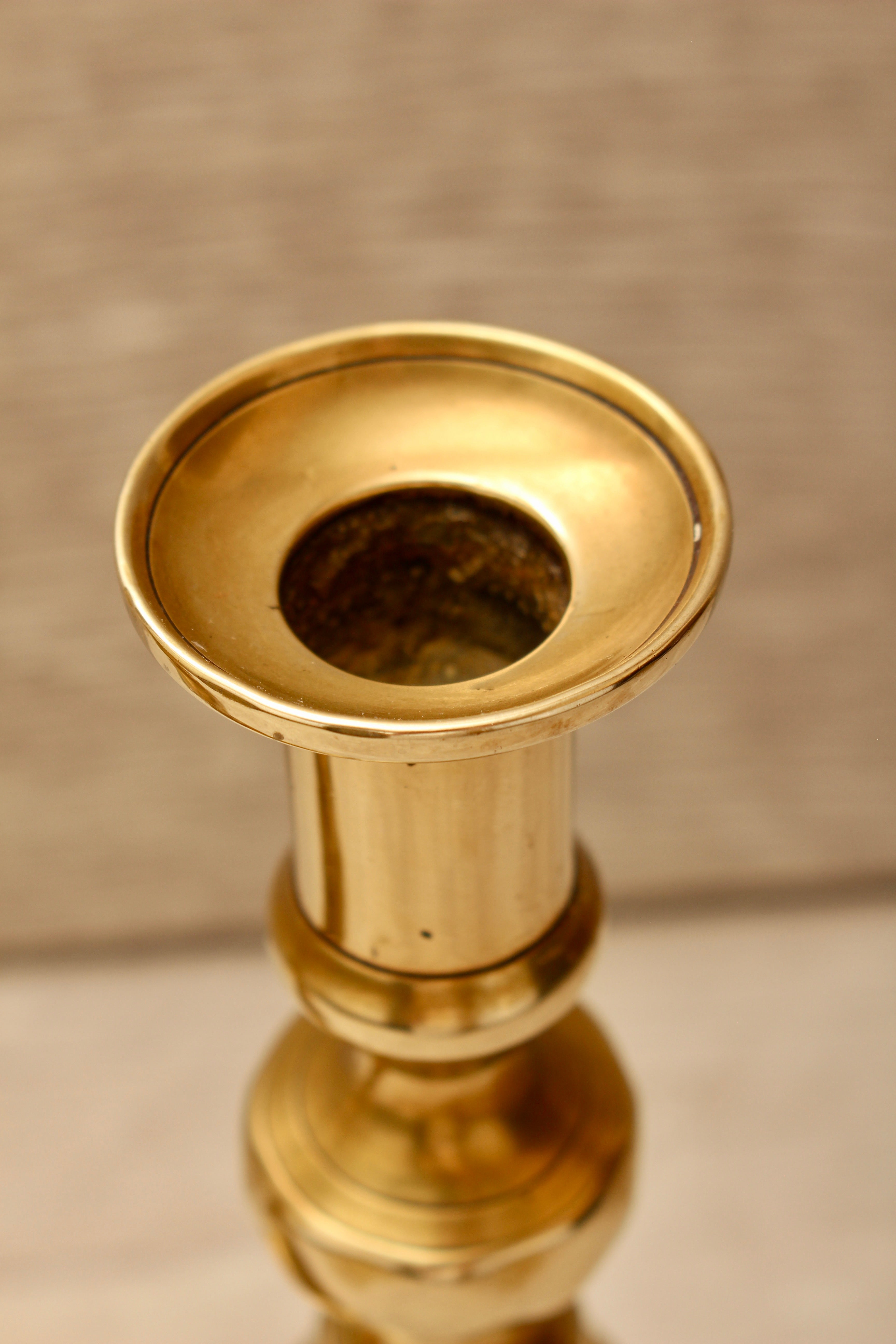 Vintage Brass Beehive and Diamond Candlesticks Boho Farmhouse Style Pair