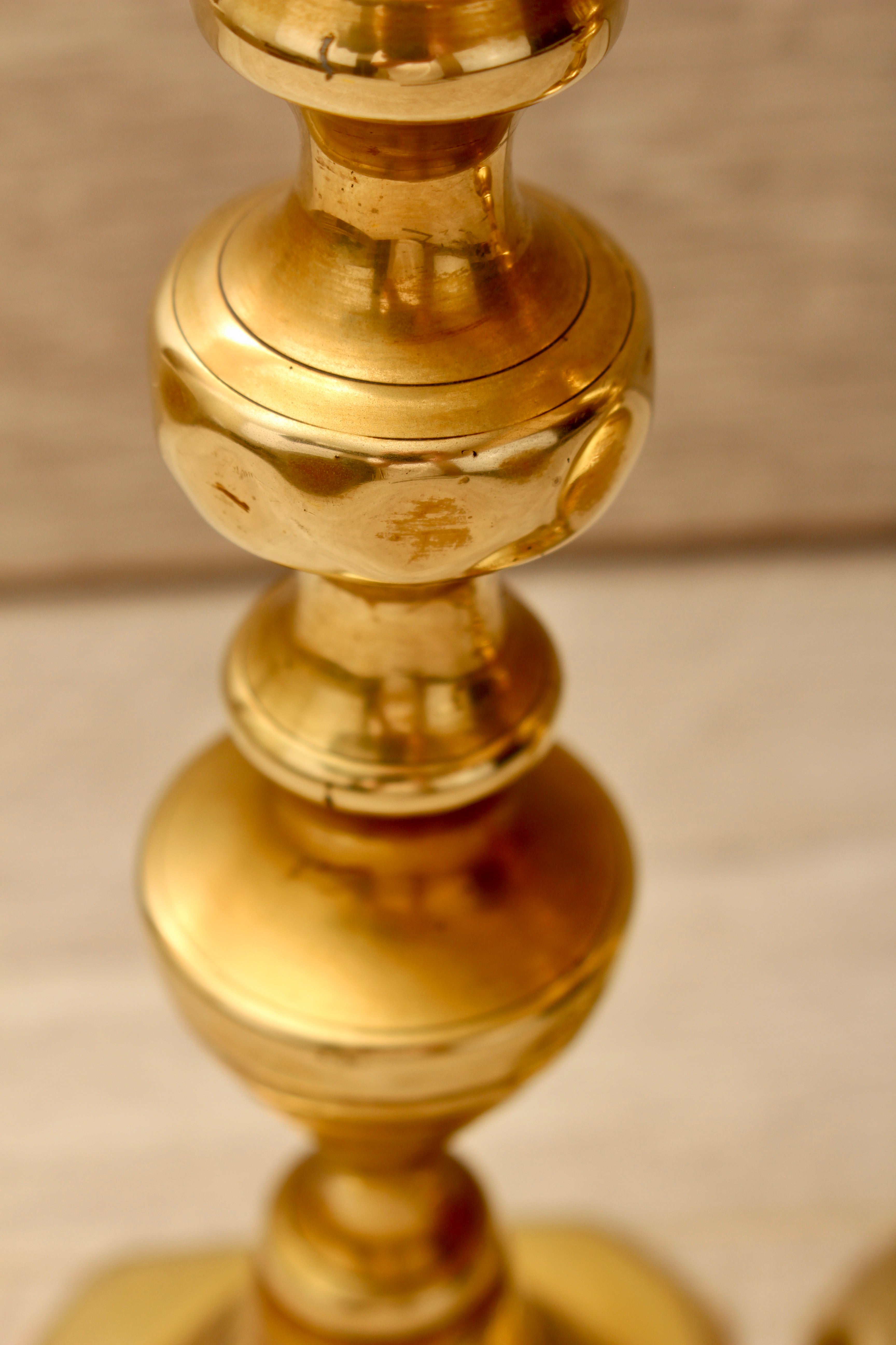 Vintage Brass Beehive and Diamond Candlesticks Boho Farmhouse Style Pair