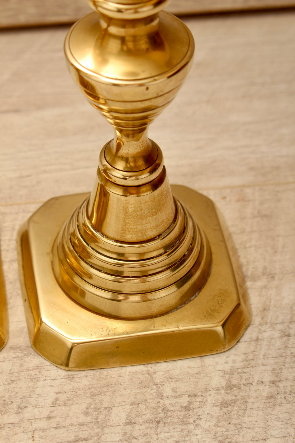 Vintage Brass Beehive and Diamond Candlesticks Boho Farmhouse Style Pair