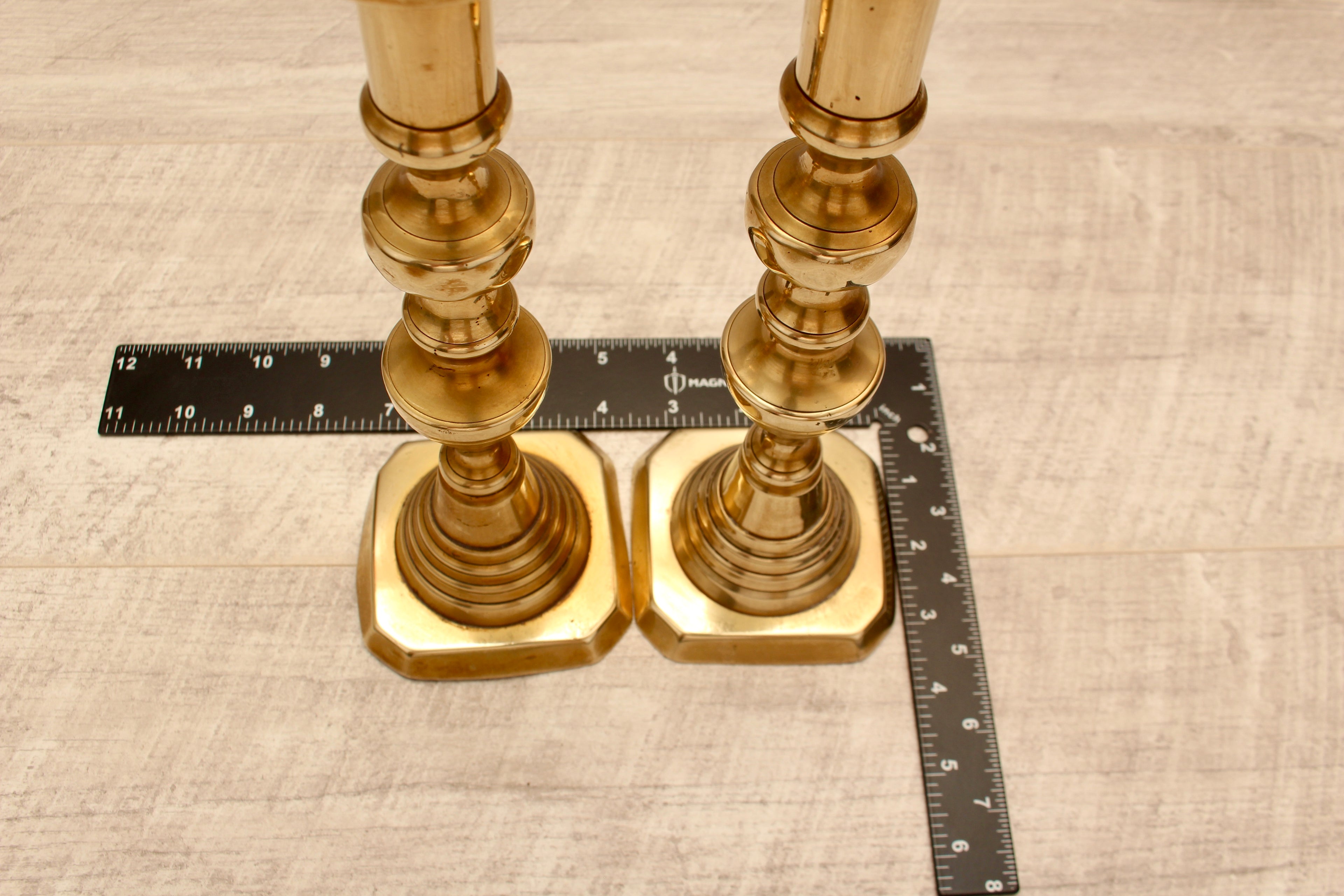 Vintage Brass Beehive and Diamond Candlesticks Boho Farmhouse Style Pair