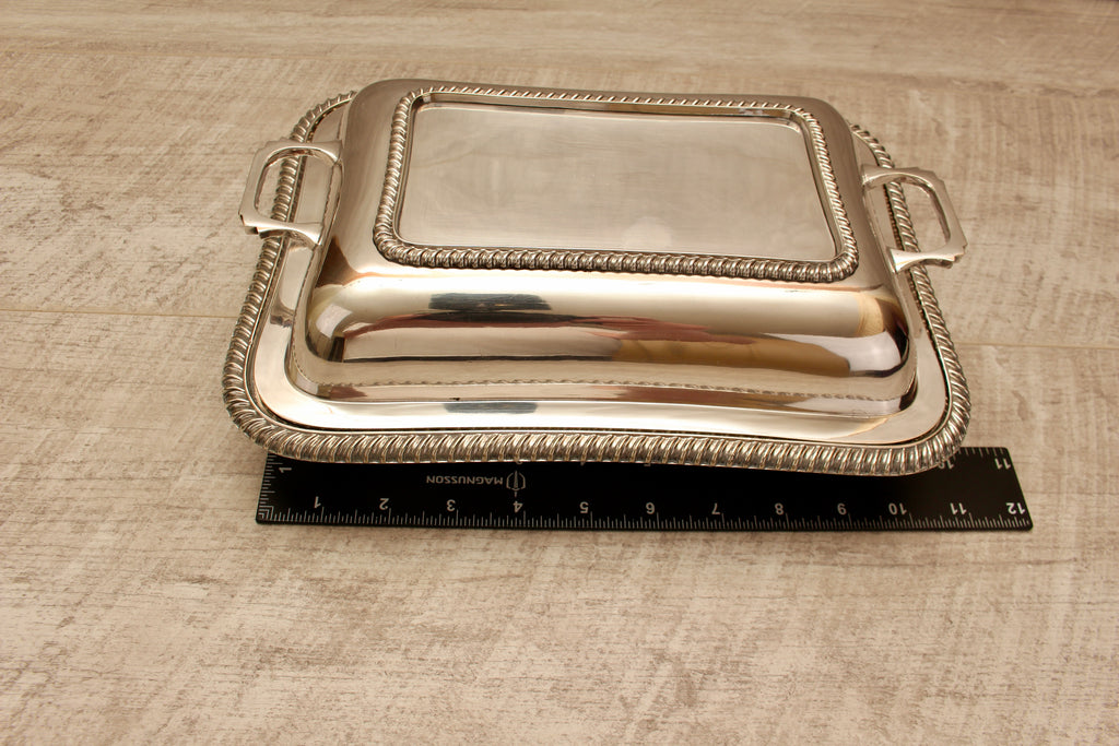 Antique Barker Brothers Silver Plate Lidded Entree Dish Gadroon Rim 4699
