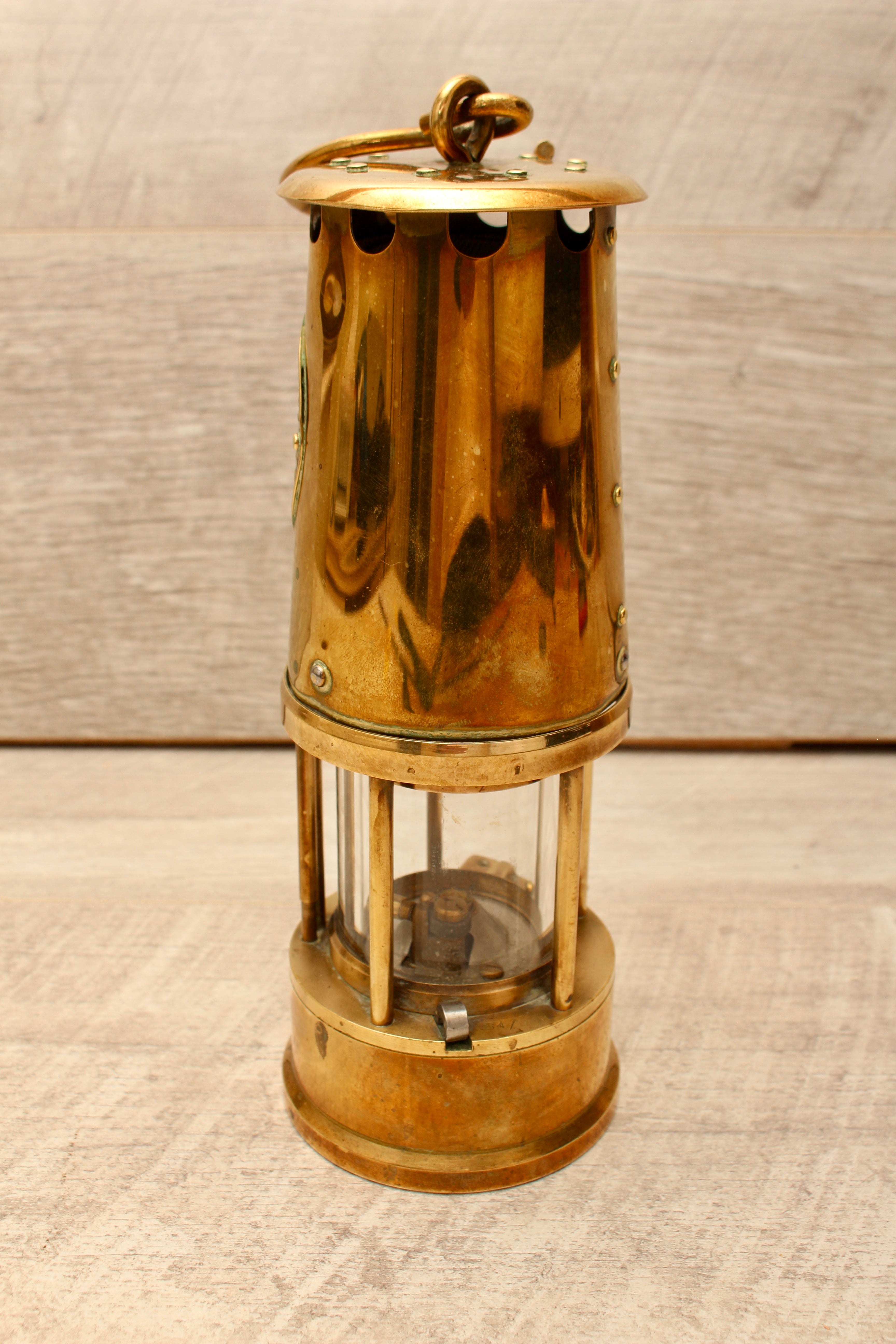 Rare Vintage Eccles Protector Type 6 Miners Lamp with Pyrex Glass Cylinder