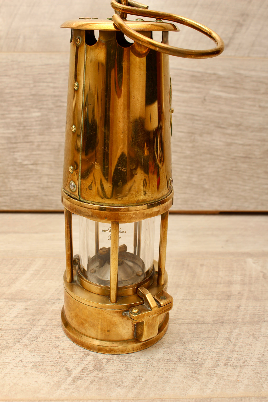 Rare Vintage Eccles Protector Type 6 Miners Lamp with Pyrex Glass Cylinder