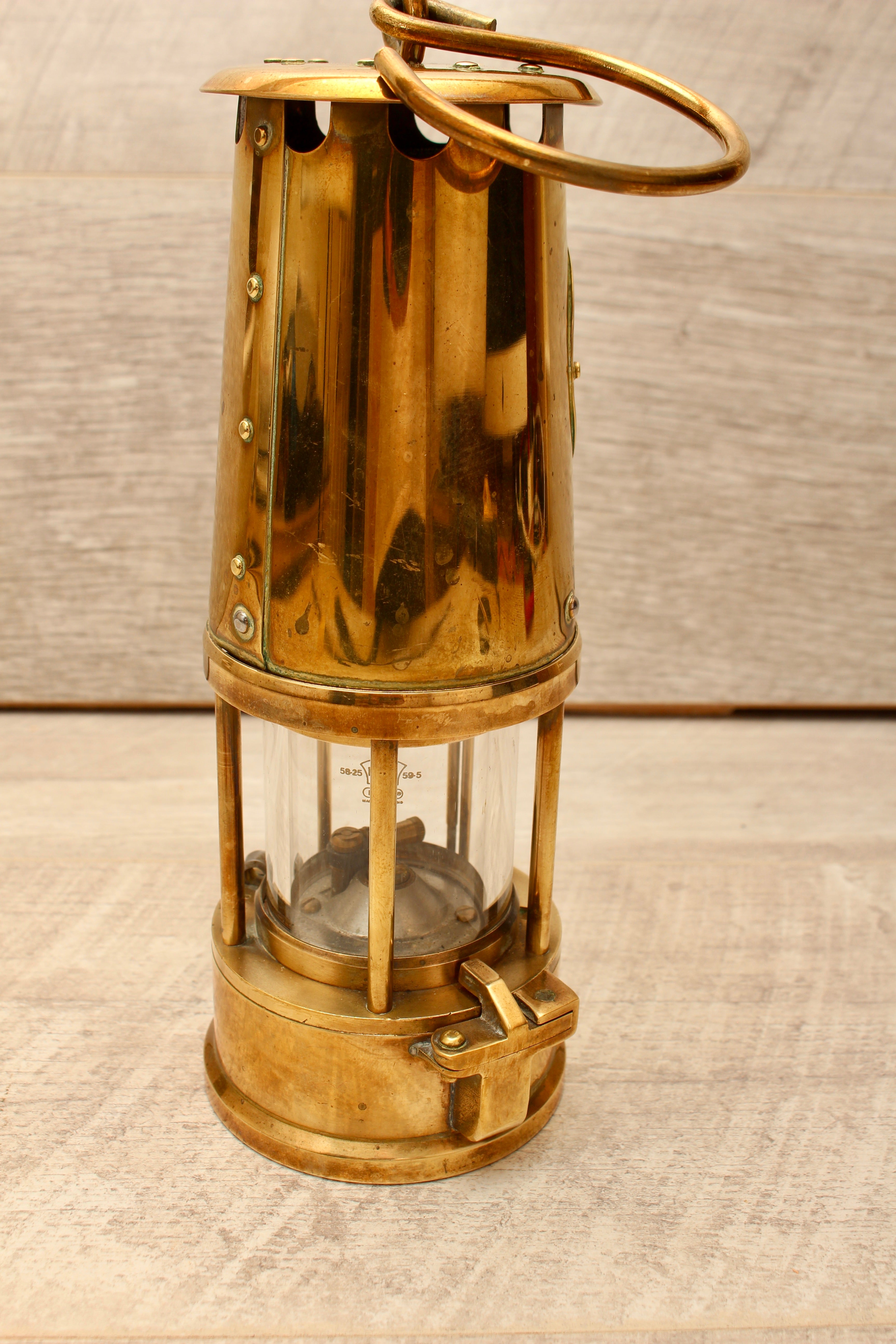 Rare Vintage Eccles Protector Type 6 Miners Lamp with Pyrex Glass Cylinder