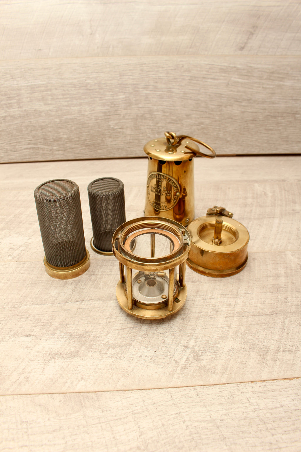 Rare Vintage Eccles Protector Type 6 Miners Lamp with Pyrex Glass Cylinder