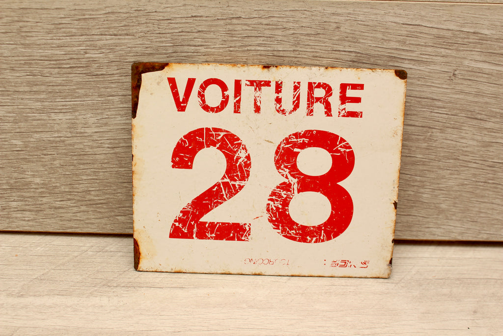 Vintage French SNCF Railway Carriage Sign Voiture 28 Tourcoing Detling Plaque