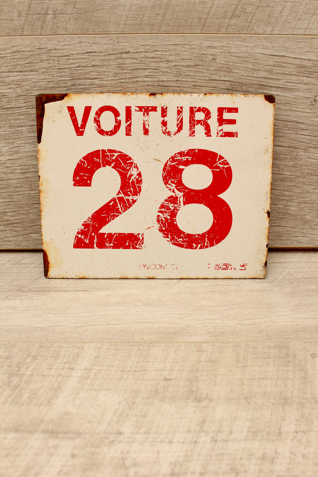 Vintage French SNCF Railway Carriage Sign Voiture 28 Tourcoing Detling Plaque