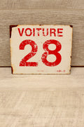 Vintage French SNCF Railway Carriage Sign Voiture 28 Tourcoing Detling Plaque