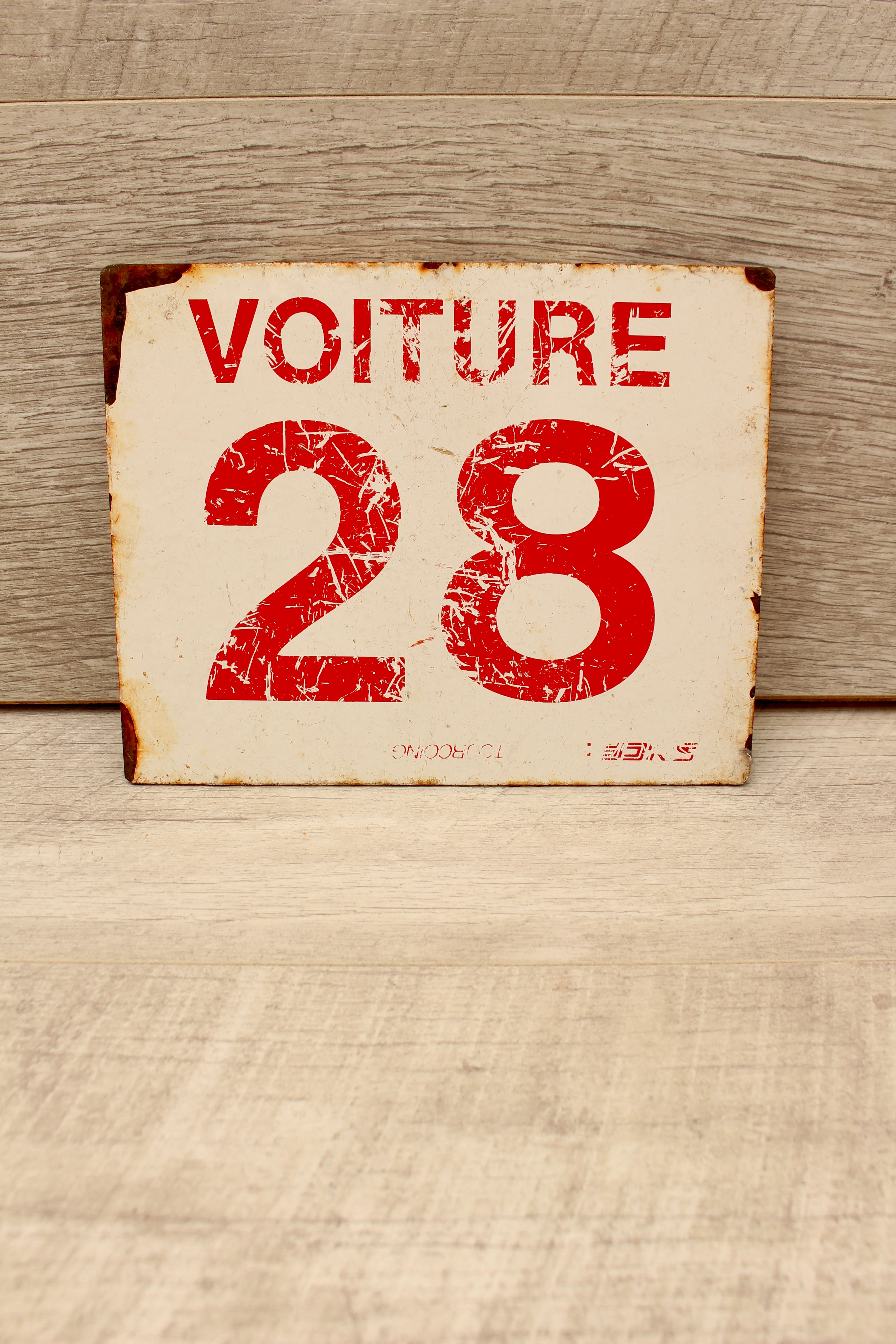 Vintage French SNCF Railway Carriage Sign Voiture 28 Tourcoing Detling Plaque