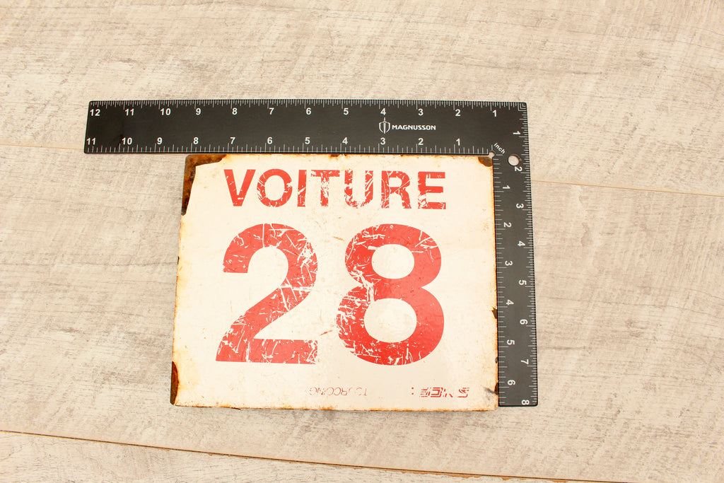 Vintage French SNCF Railway Carriage Sign Voiture 28 Tourcoing Detling Plaque