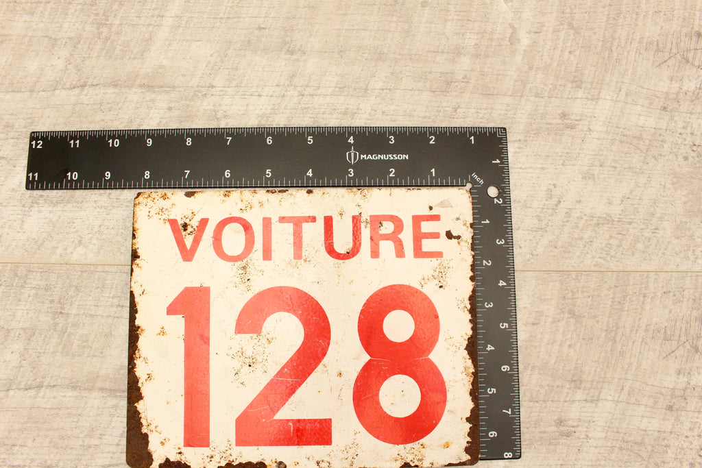 Vintage French Train Enamel Sign Voiture 128 SNCF Landy Detling Plaque