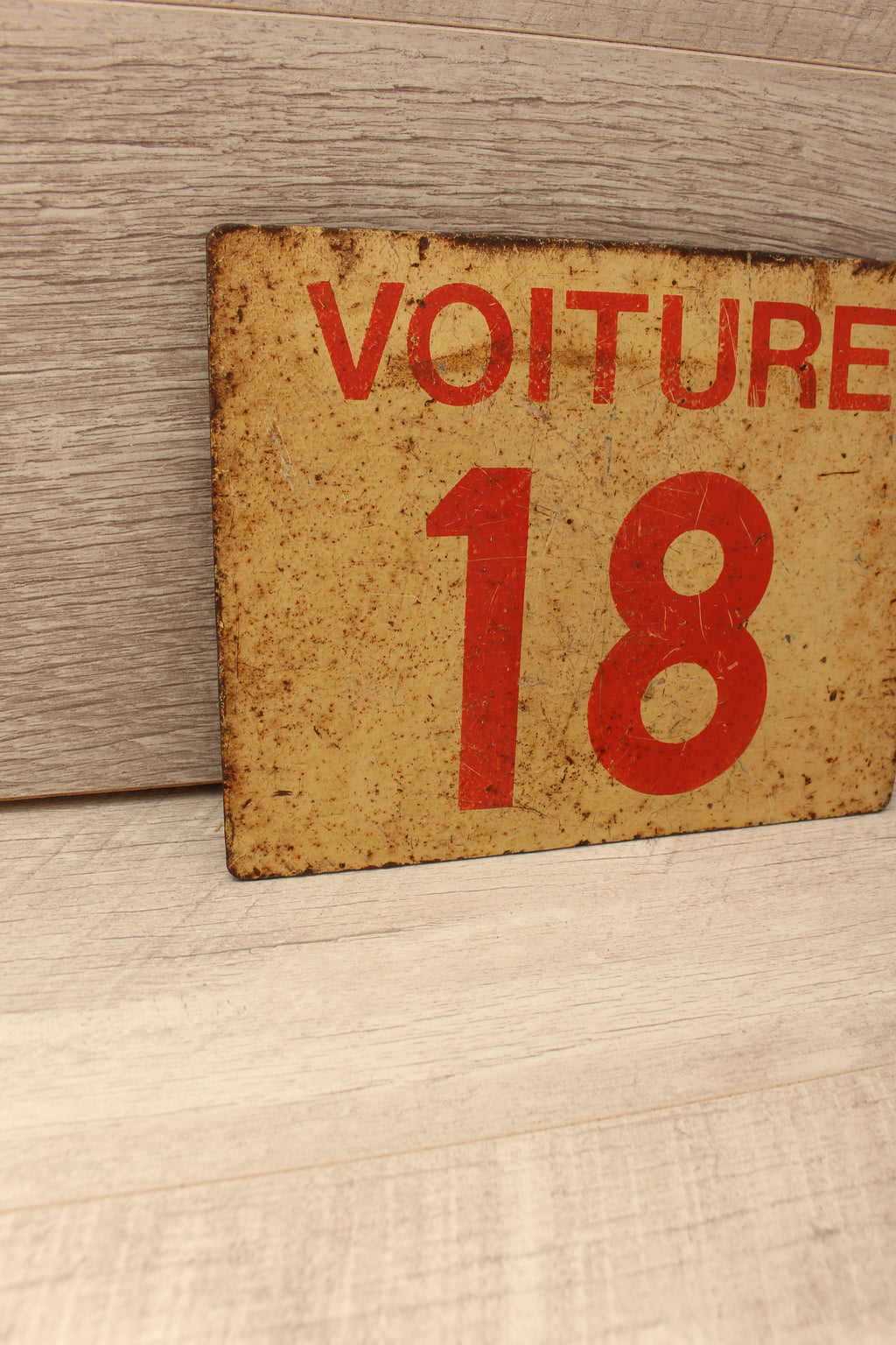 Vintage French SNCF Railway Carriage Sign Voiture 18 Calais Detling Salvage