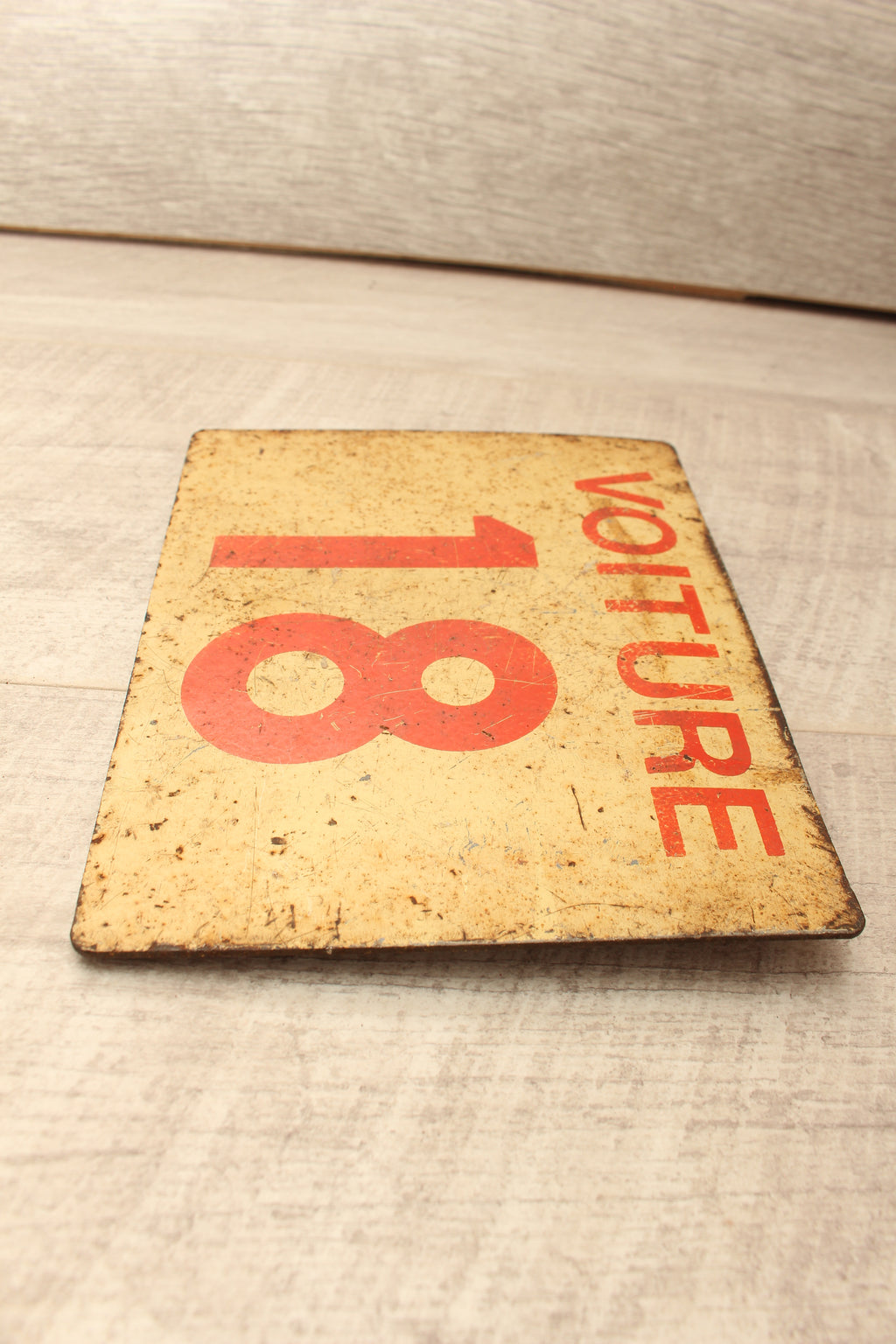 Vintage French SNCF Railway Carriage Sign Voiture 18 Calais Detling Salvage