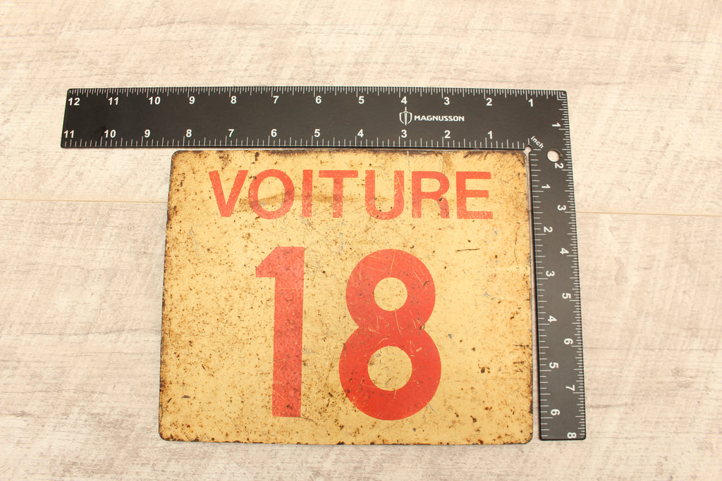 Vintage French SNCF Railway Carriage Sign Voiture 18 Calais Detling Salvage