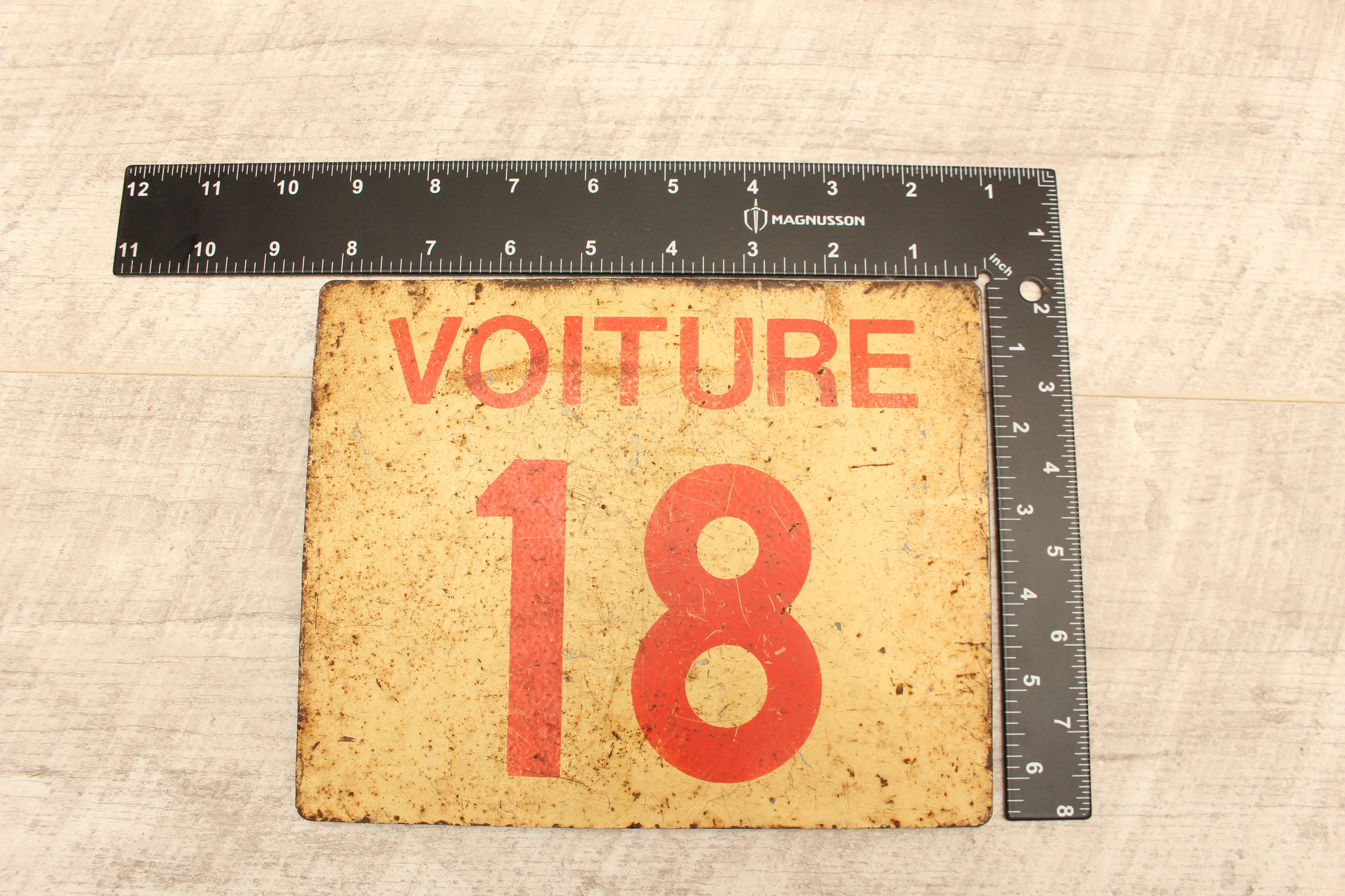 Vintage French SNCF Railway Carriage Sign Voiture 18 Calais Detling Salvage